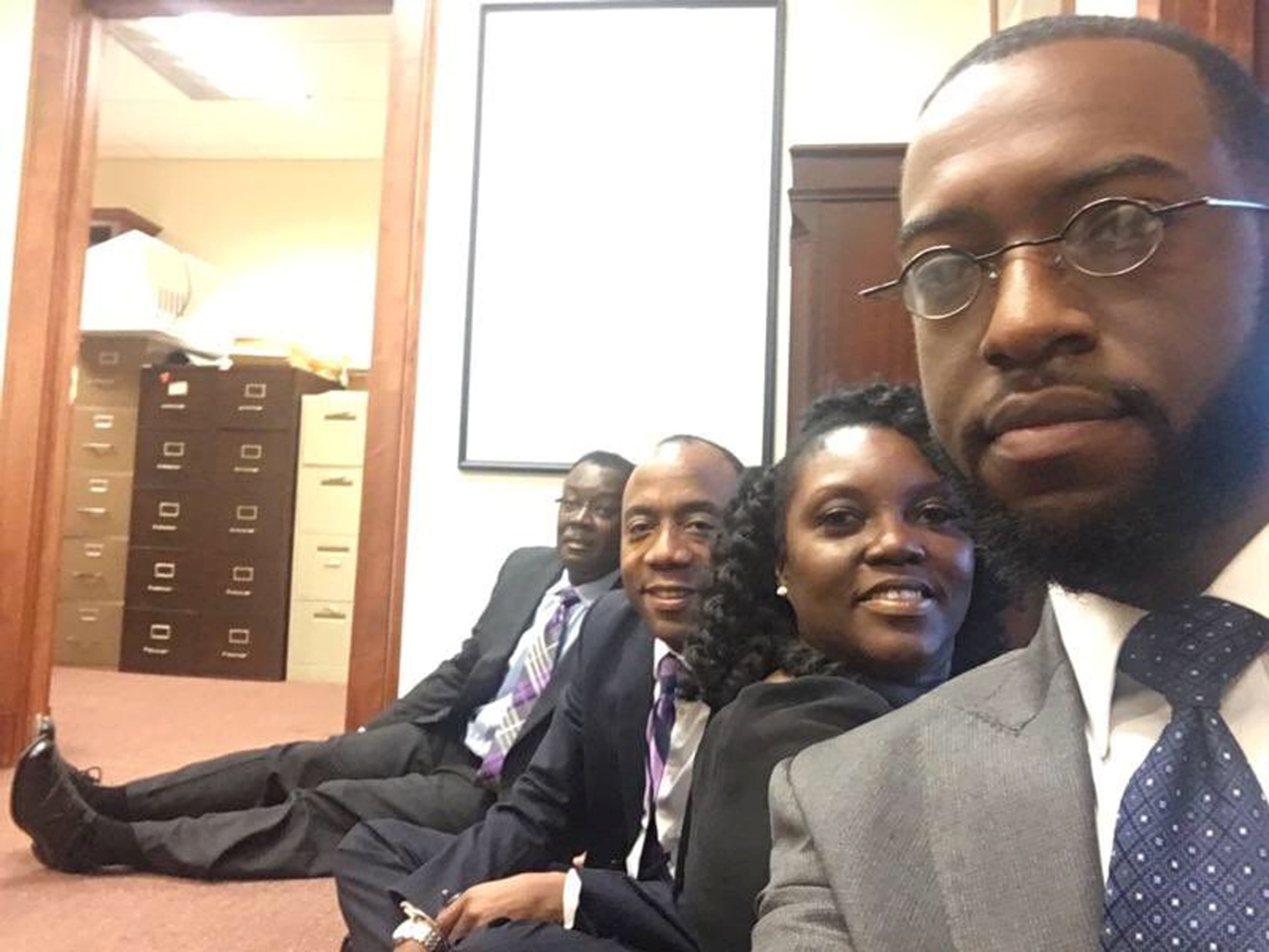 NAACP's Simelton, Brooks and Crawford occupy the mobile office of Jeff Sessions in Mobile, Alabama