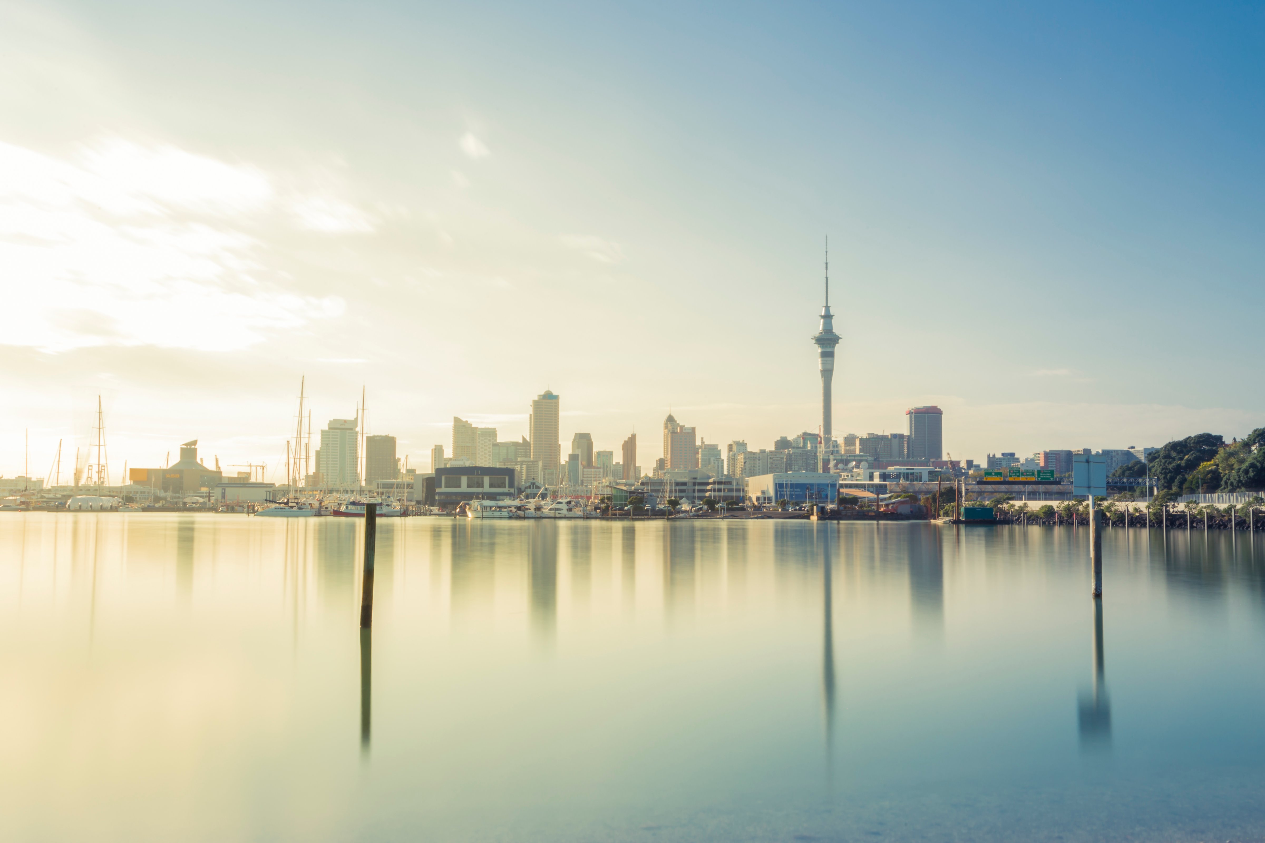 Long exposure of Auckland City in the morning sun. ND1000 filter used. (Mike Mackinven—Getty Images)