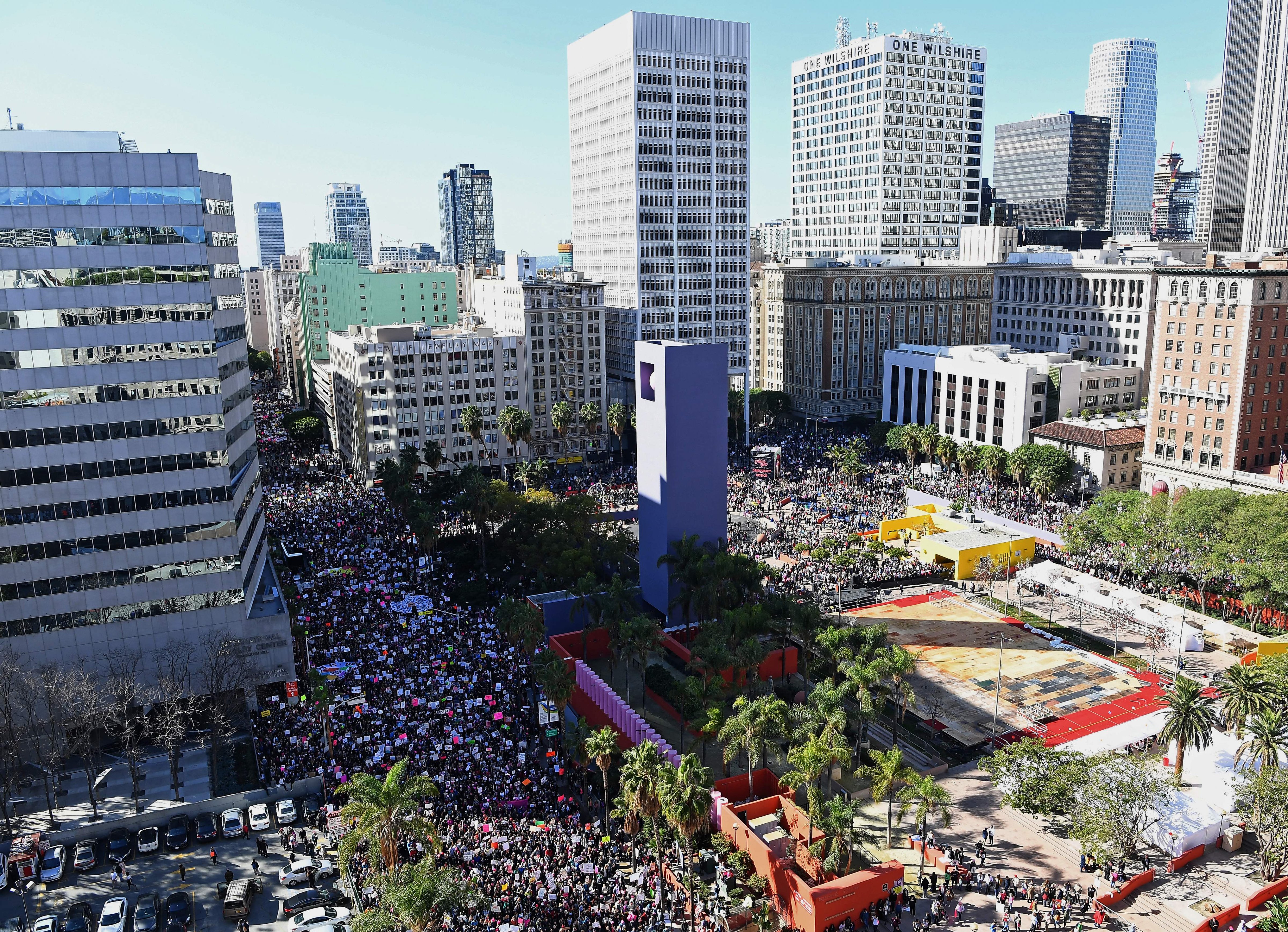 Protesters march in Los Angeles during the Women's March on Jan. 21, 2017. (Angela Weiss—AFP/Getty Images)