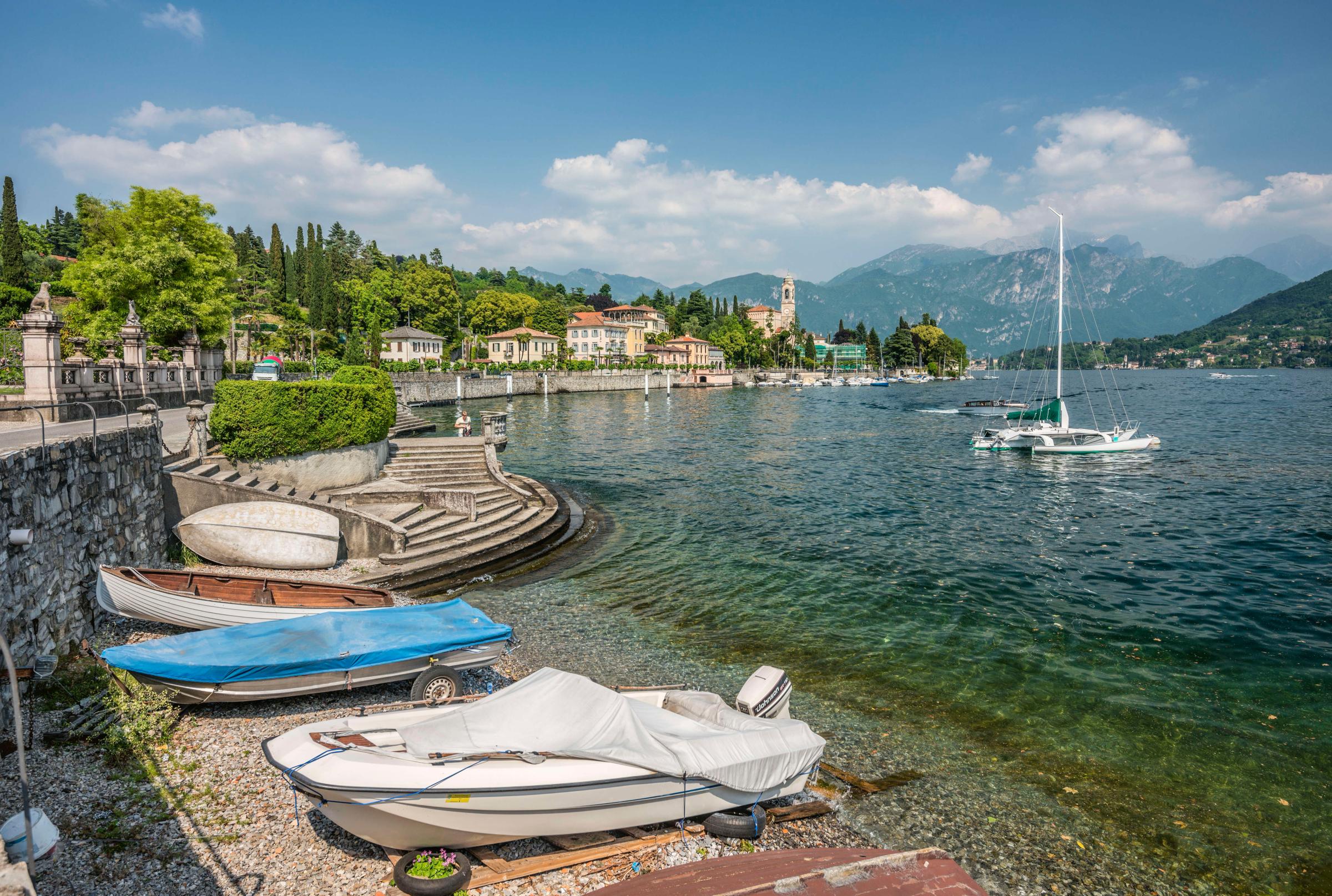 View at the waterfront of Lenno at Lake Como.