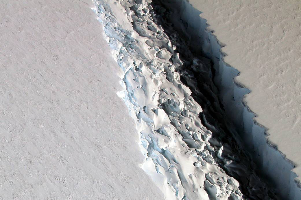 The ice shelf, known as Larsen C, will lose more than 10% of its area when the iceberg breaks off (John Sonntag—NASA)