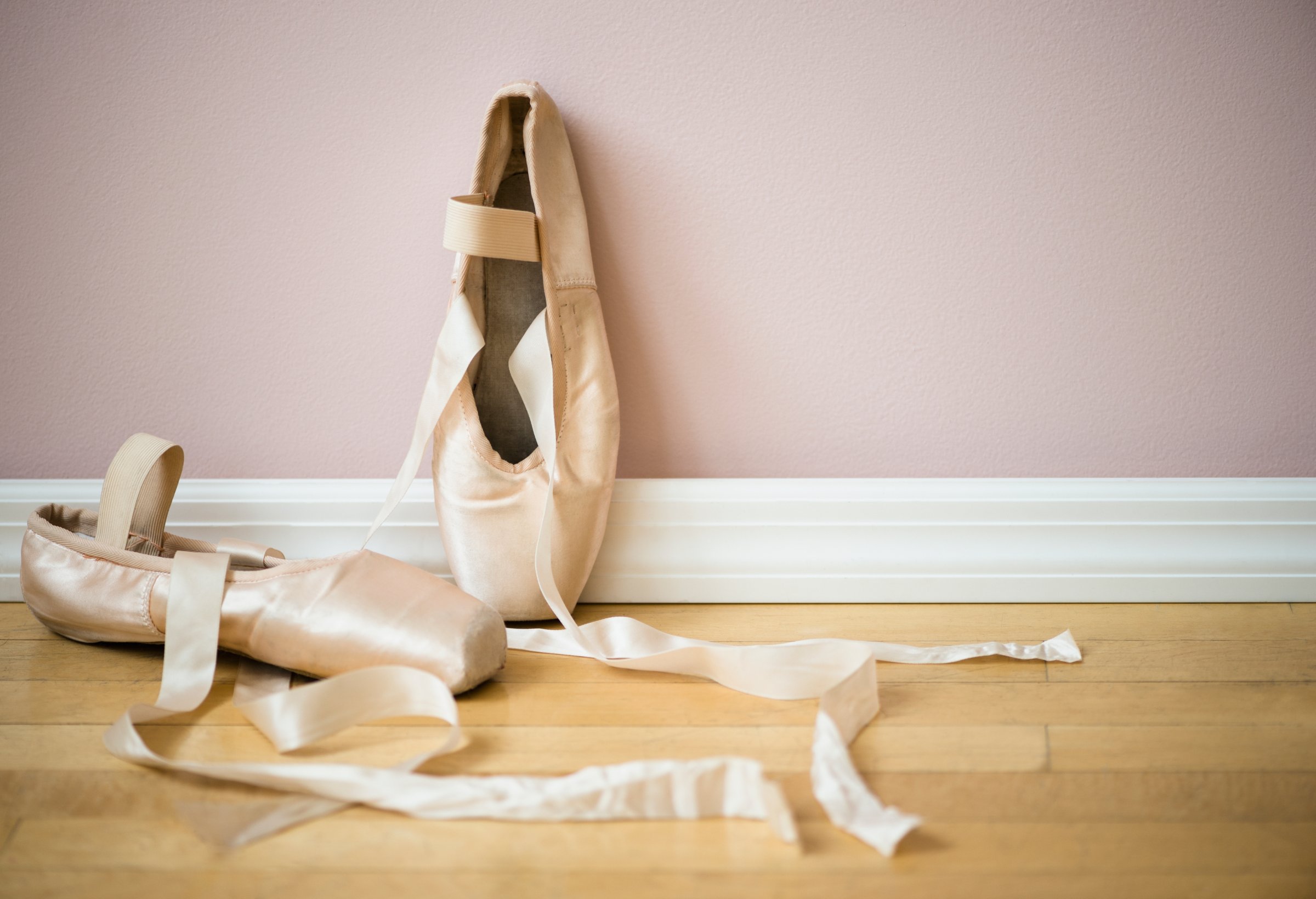 Close up of ballet shoes