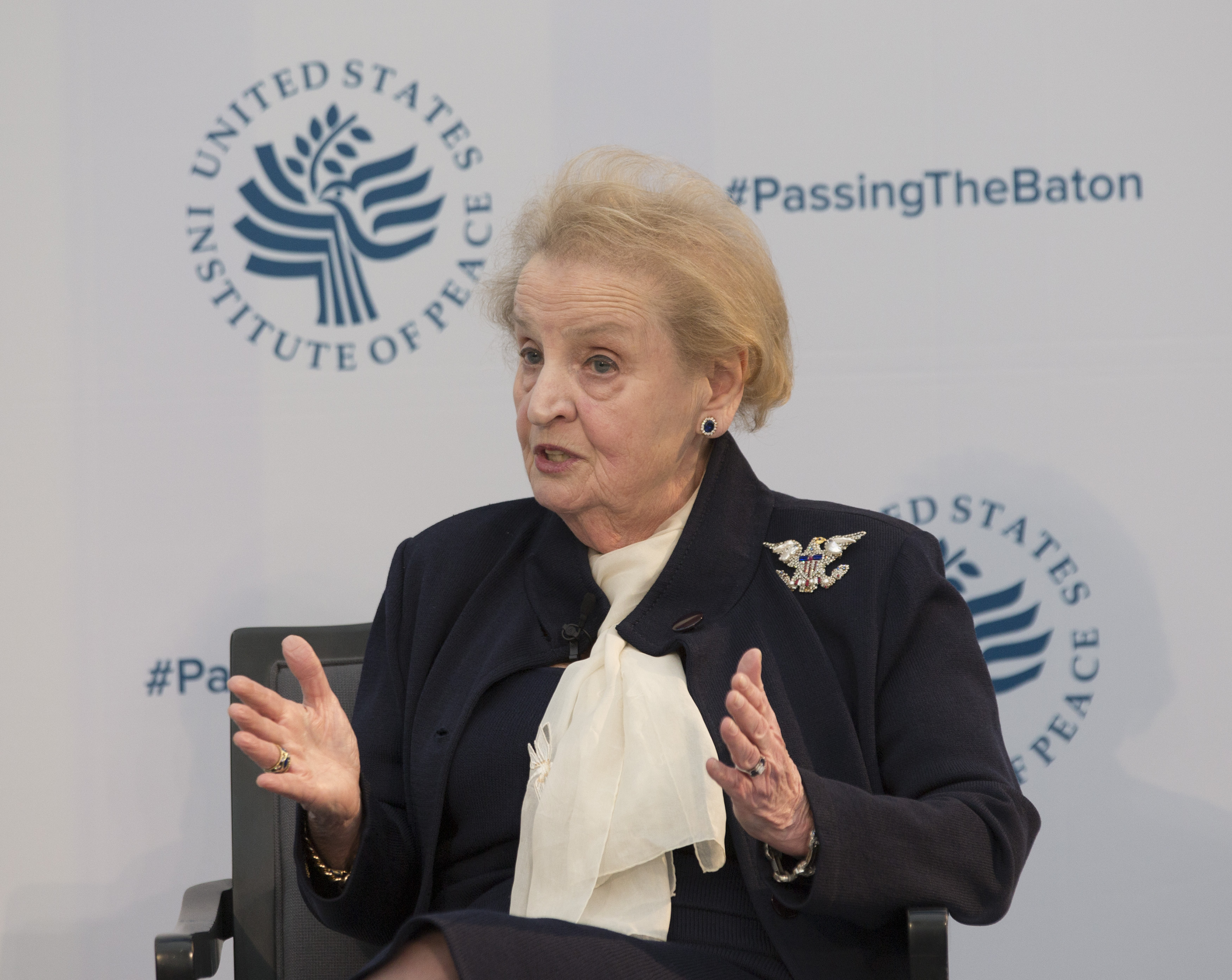 Madeleine Albright, former U.S. Secretary of State, participates in a conference on the transition of the US Presidency from Obama to Trump at the US Institute Of Peace in Washington DC, Jan. 10, 2017. (Chris Kleponis—AFP/Getty Images)