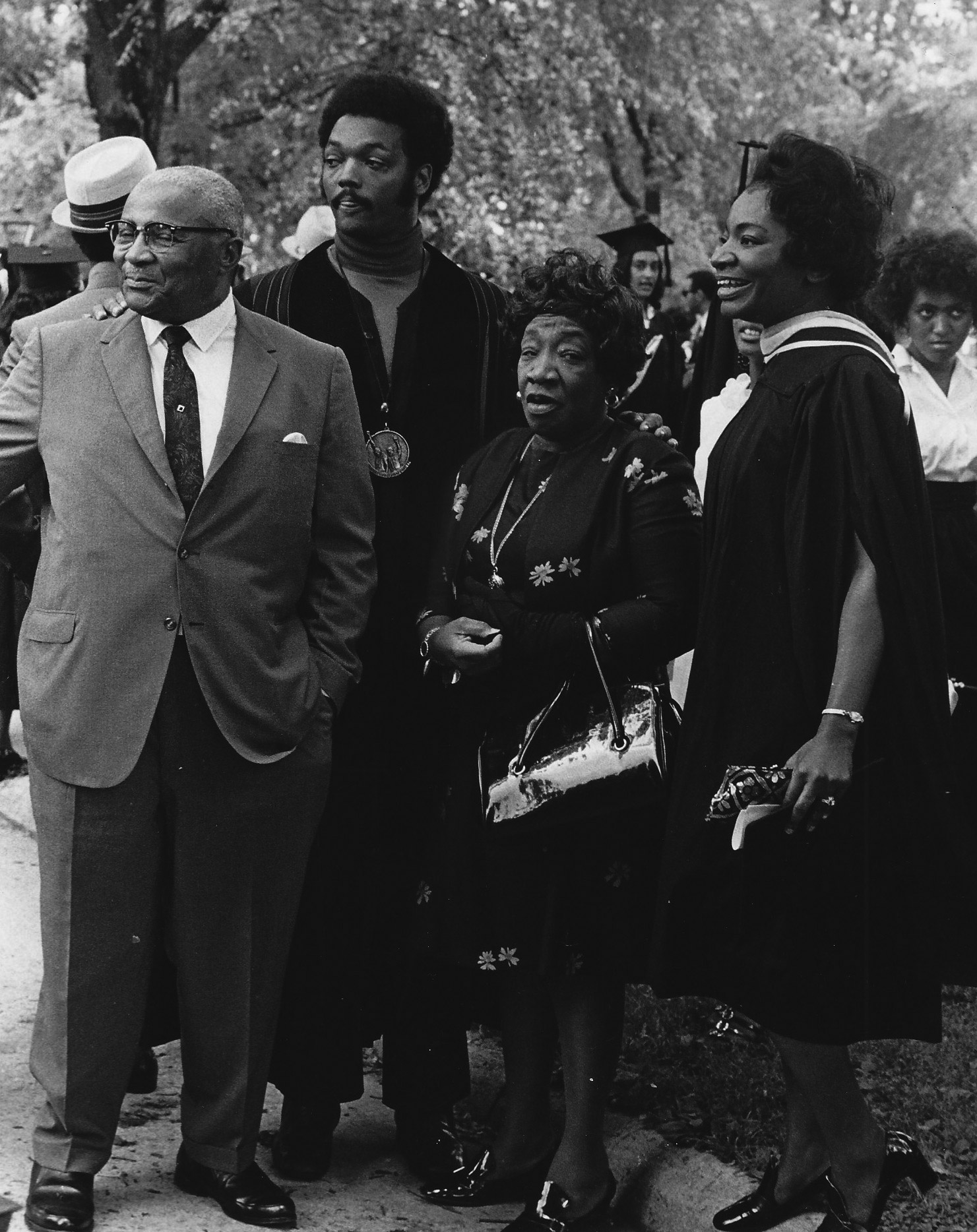 Martin Luther King, Sr.; Jesse Jackson; Alberta Williams King; and Christine King Farris at her Spelman College commencement.