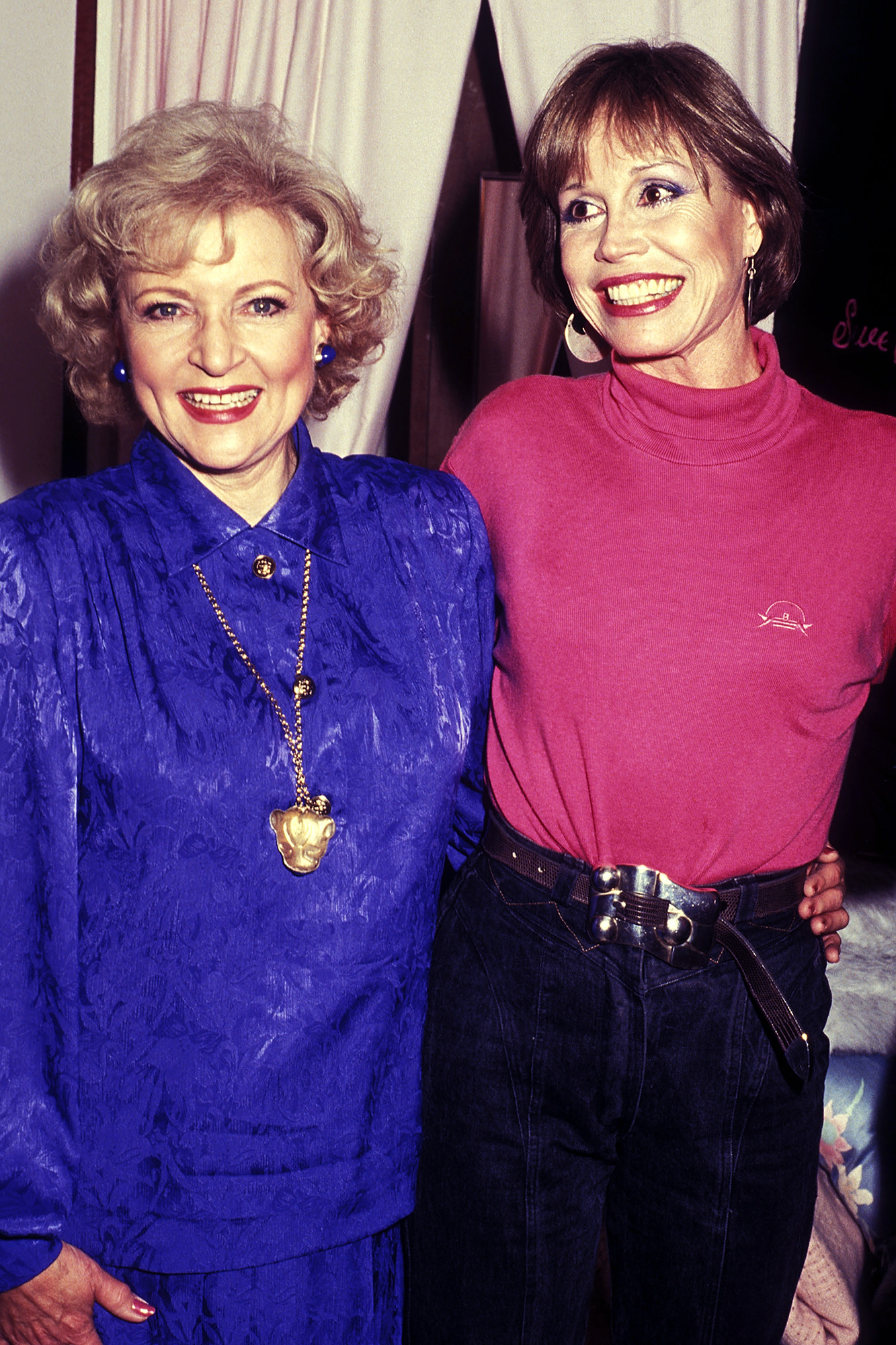 Betty White and Mary Tyler Moore, on Feb. 3, 1987 in New York City.