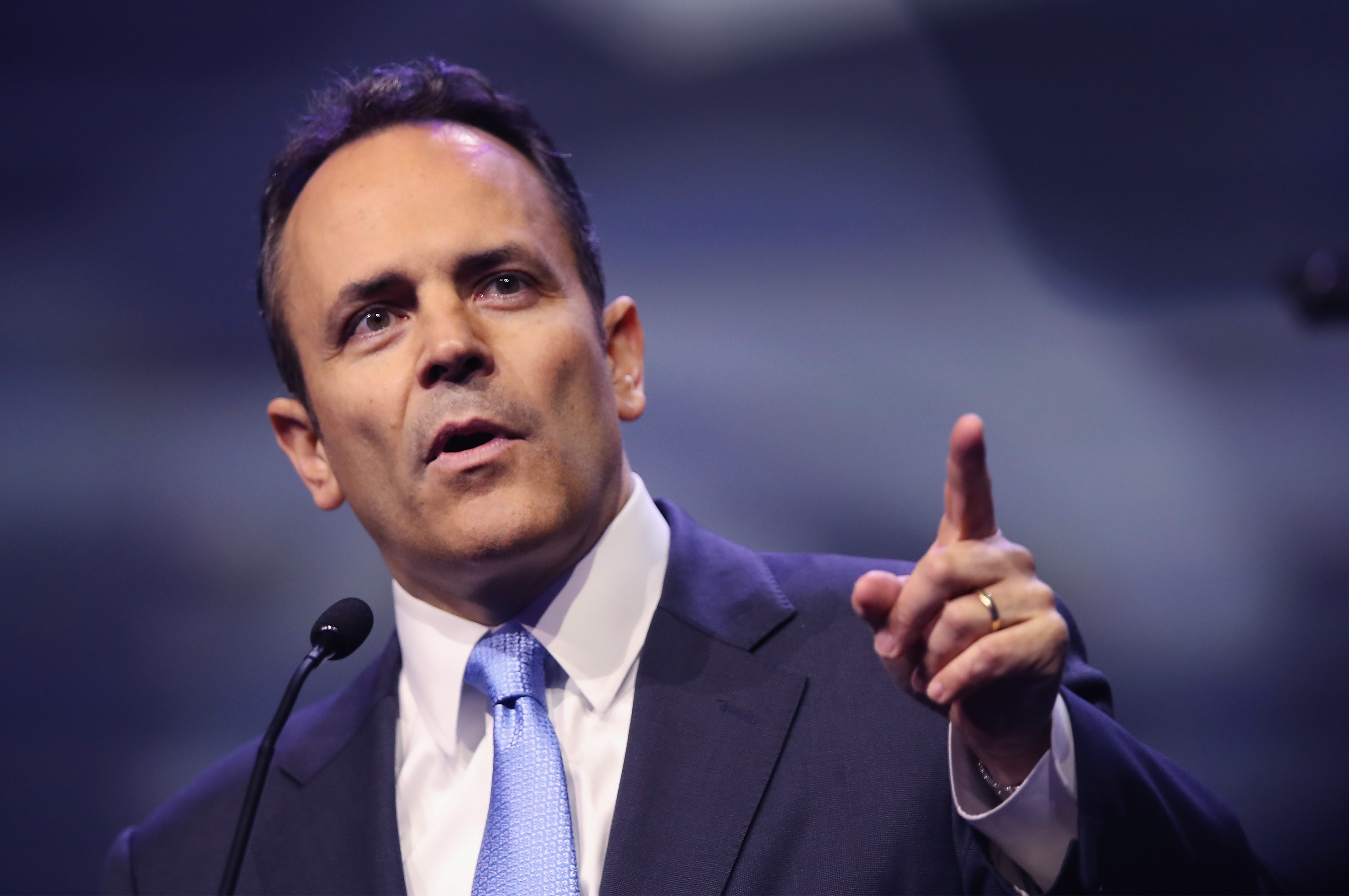 LOUISVILLE, KY - MAY 20:  Gov. Matt Bevin (R-Ky.) speaks at the National Rifle Association's NRA-ILA Leadership Forum during the NRA Convention at the Kentucky Exposition Center on May 20, 2016 in Louisville, Kentucky. The convention, which opened today, runs until May 22.  (Photo by Scott Olson/Getty Images) (Scott Olson—Getty Images)