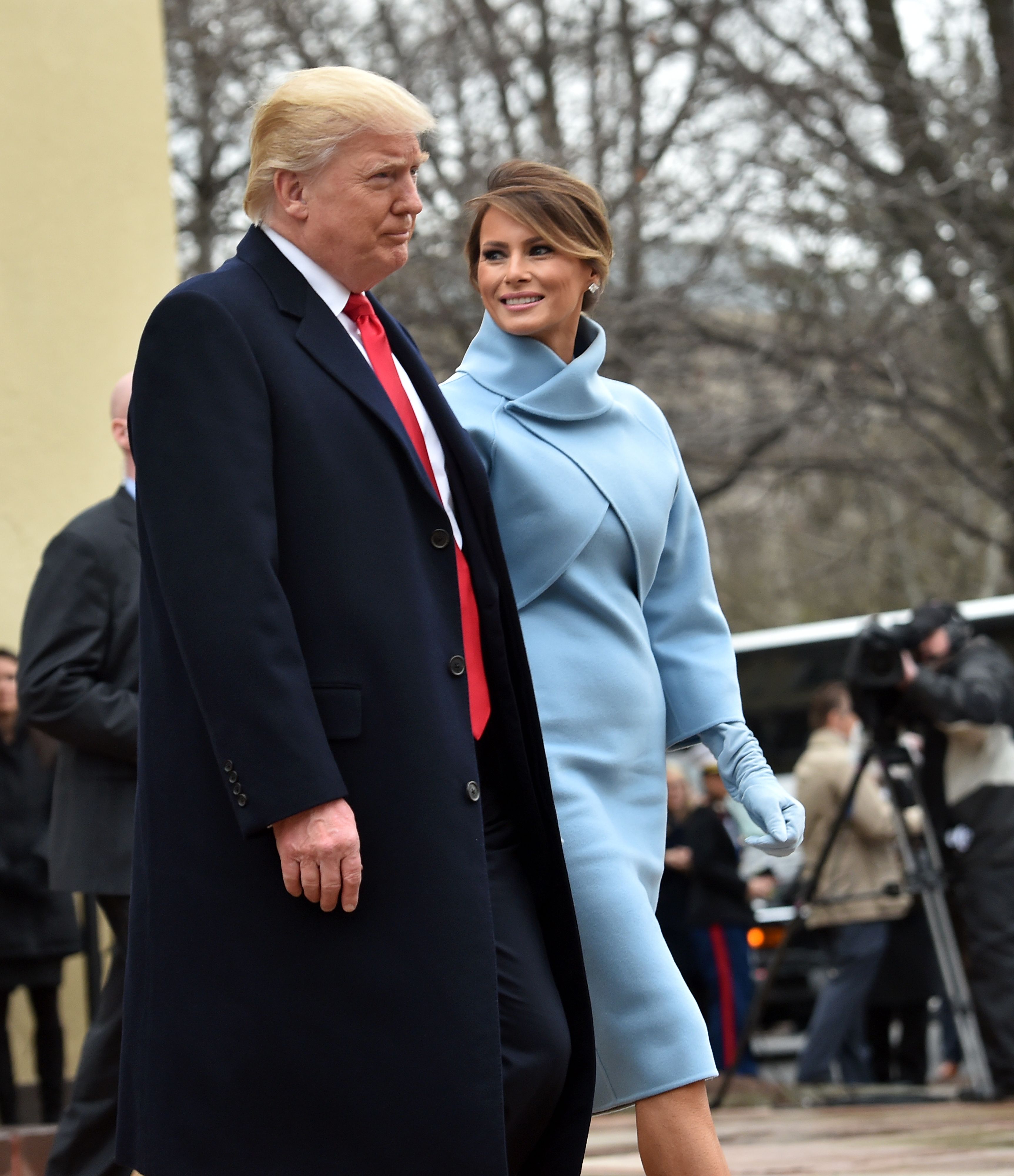 US President-elect Donald Trump and his wife Melania leave St. John's Episcopal Church on January 20, 2017, before Trump's inauguration. / AFP / Nicholas Kamm        (Photo credit should read NICHOLAS KAMM/AFP/Getty Images) (NICHOLAS KAMM—AFP/Getty Images)