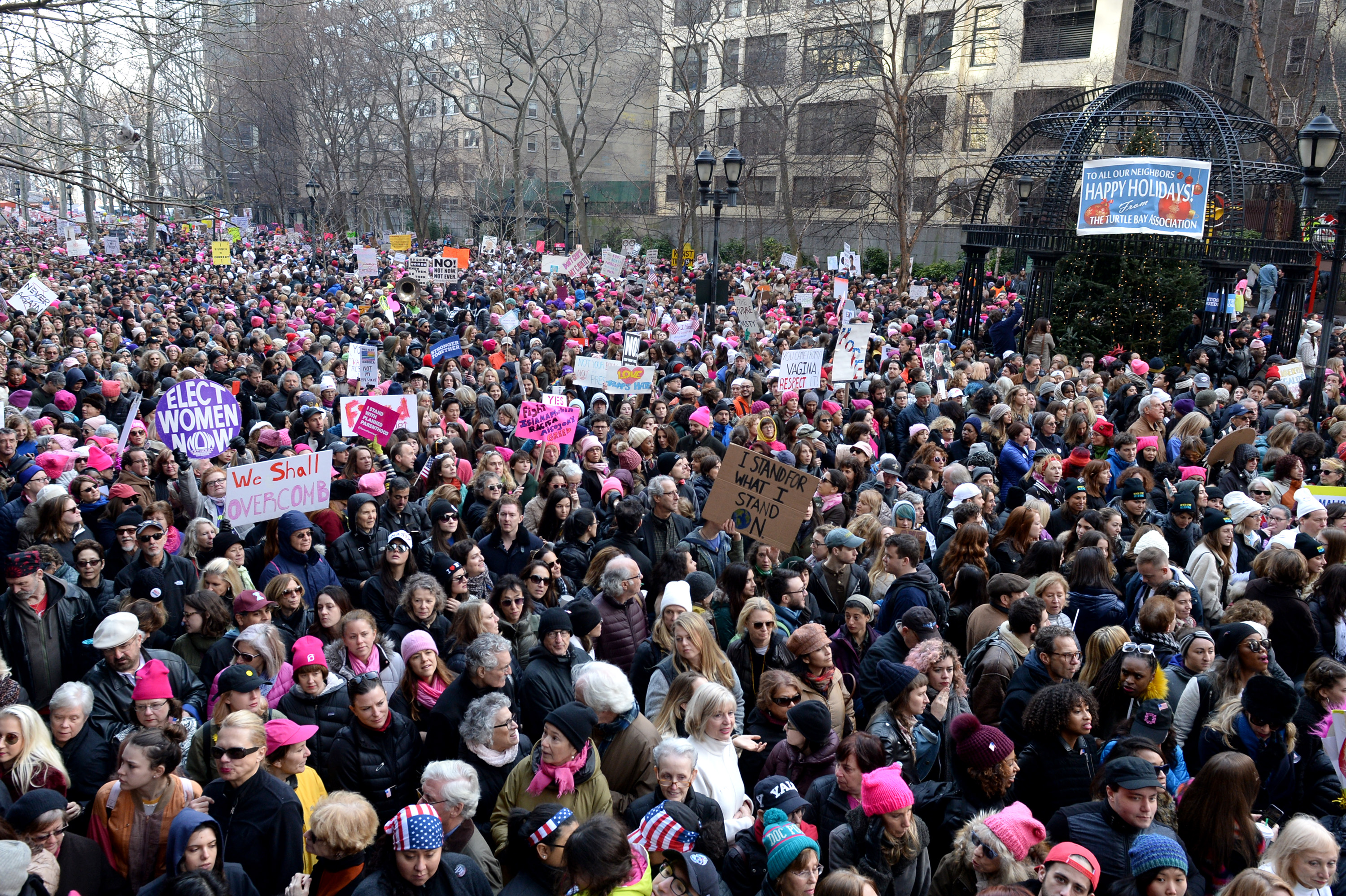 Supporters are seen during the Women's March sister march in New York City on Jan. 21, 2017. (Andrew Toth/WireImage)