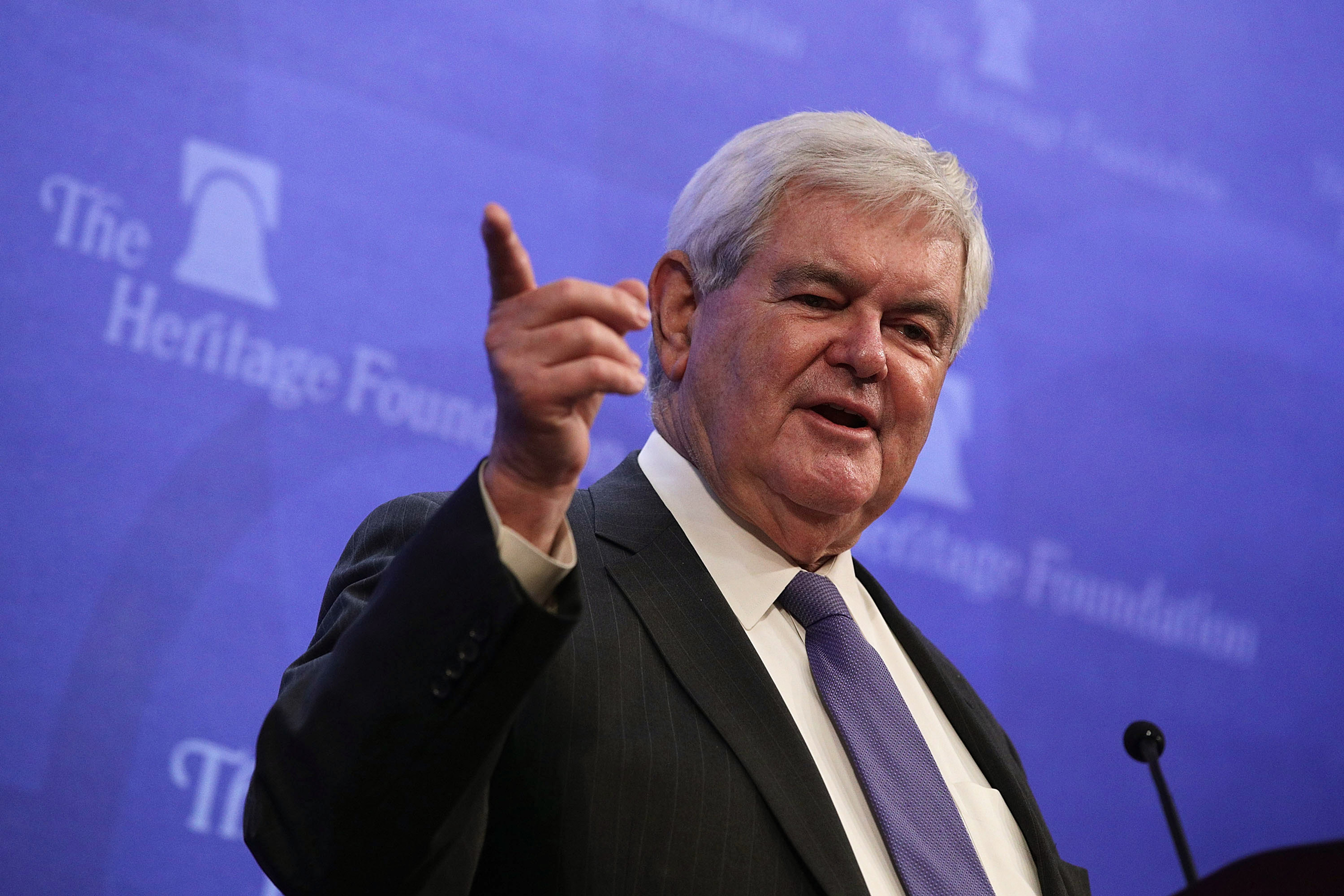 Former U.S. Speaker of the House Newt Gingrich speaks during a discussion at the Heritage Foundation in Washington on Dec. 13, 2016. (Alex Wong—Getty Images)