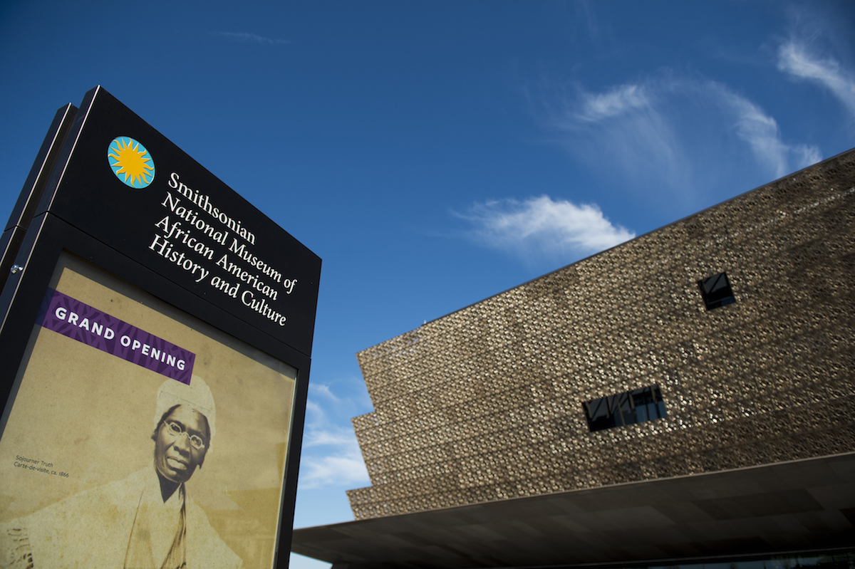 The exterior of the Museum of African American History and Culture as seen during the media preview day on Sept. 14, 2014. (Bill Clark—CQ-Roll Call,Inc./Getty Images)