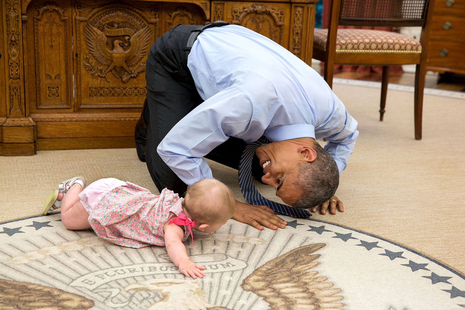 At President Obama's insistence, Deputy National Security Advisor Ben Rhodes brought his daughter Ella by for a visit on June 4, 2015. (Pete Souza—The White House)