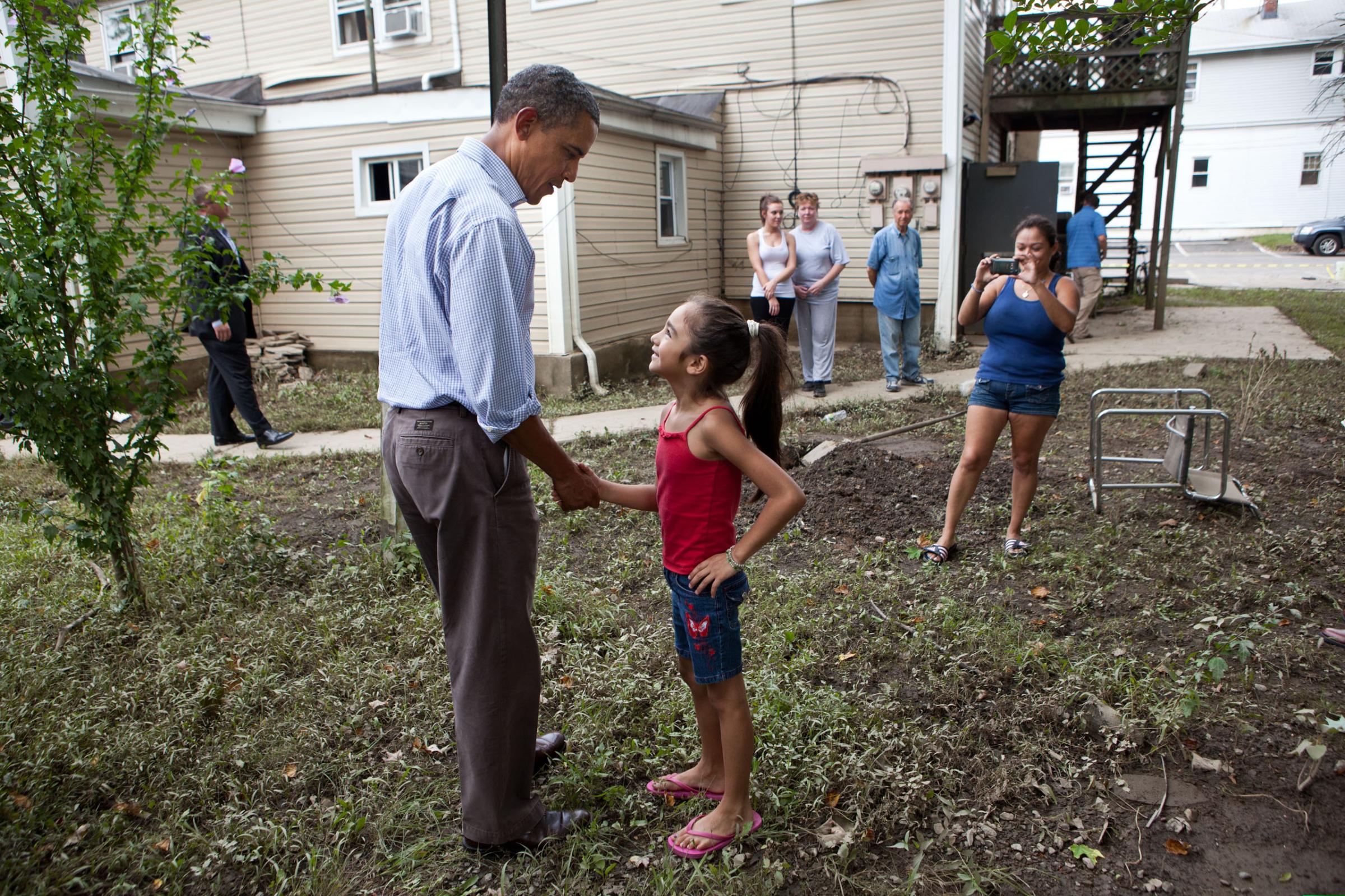 President Barack Obama Visits New Jersey After Hurricane Irene