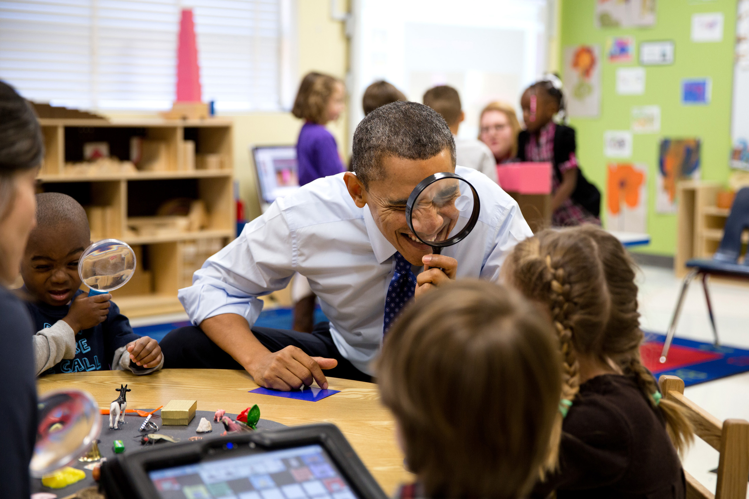 President Barack Obama visits a pre-kindergarten classroom at the College Heights Early Childhood Learning Center in Decatur, Ga., on Feb. 14, 2013.
