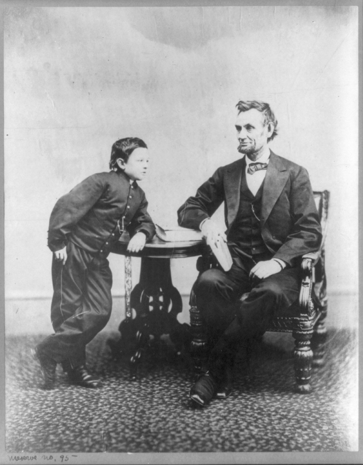 Abraham Lincoln : When the Lincolns moved into the White House in 1861, Thomas  Tad  Lincoln was 7 years old. Several sources report that the President was extremely indulgent of his younger son and tolerated behavior from him and his brother Willie that scandalized the White House staff, including a notorious incident in which Tad fired his toy cannon upon the door of the Cabinet room while his father was meeting with some advisers inside.