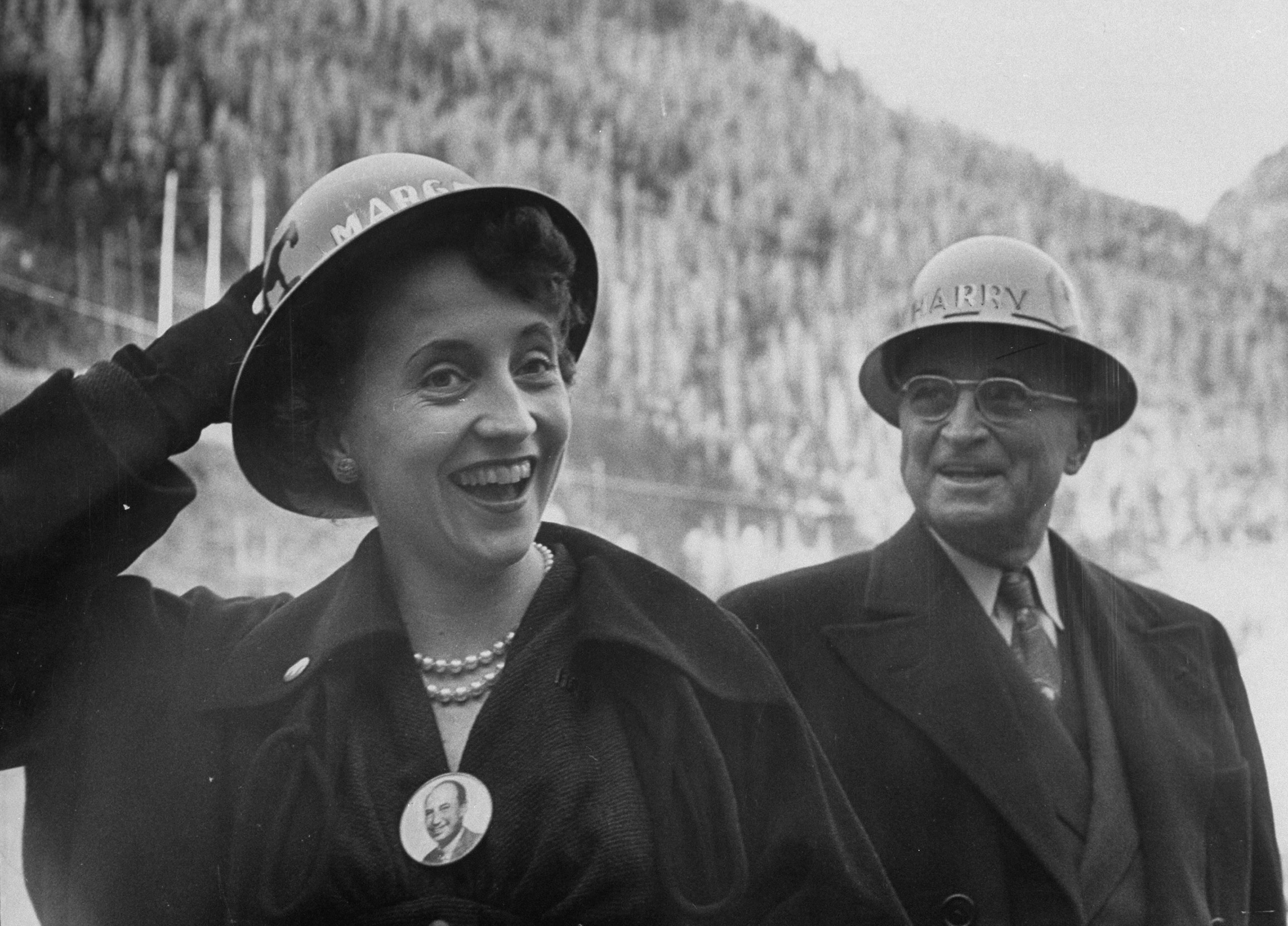 Harry S. Truman: Margaret Truman, left, the only child of Harry and Bess, pursued a career as a singer during the period her father served as President. Later in life, she enjoyed a successful career as a writer of murder mysteries, historical works and biographies of her parents. In the 1952 photo above, she joins her father in Kalispell, Mont., where he had been invited to throw a ceremonial switch, marking the start-up of the Hungry Horse Dam.