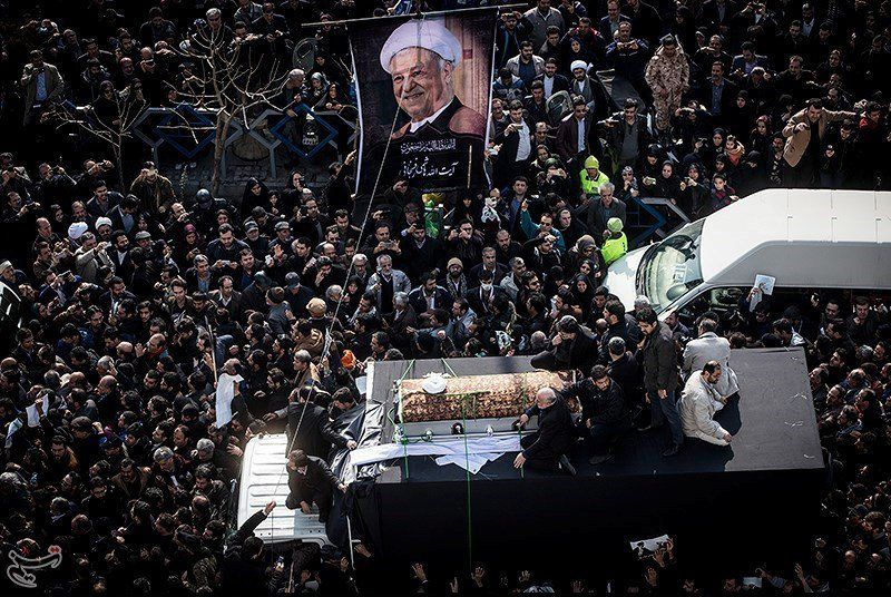 In this handout photo, mourners take part in the funeral of former Iranian President Akbar Hashemi Rafsanjani in Tehran on Jan. 10, 2017. (Tasnim News Agency/AP)