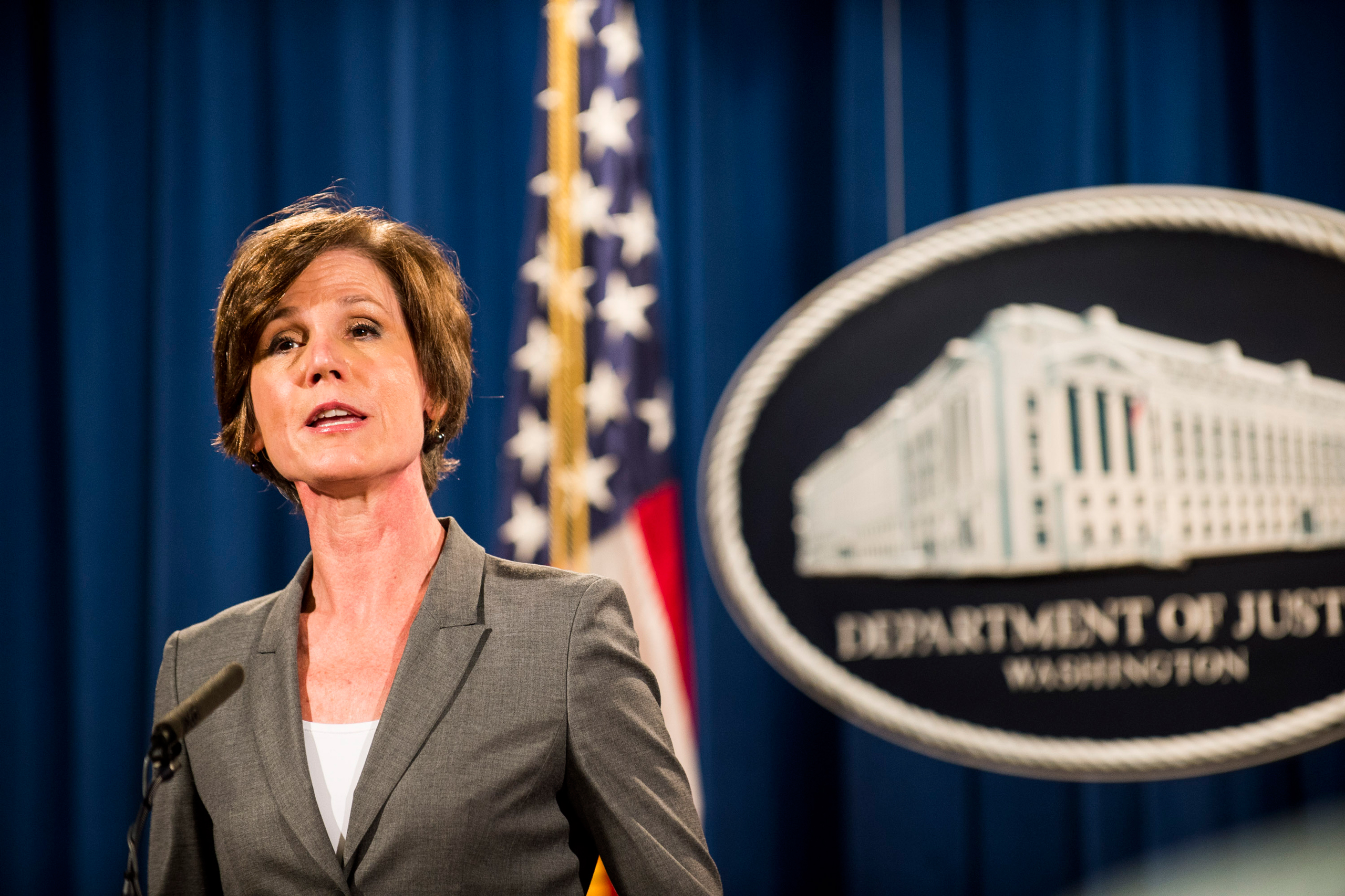 Deputy Attorney General Sally Q. Yates speaks during a press conference at the Department of Justice in Washington on June 28, 2016. (Pete Marovich—Getty Images)