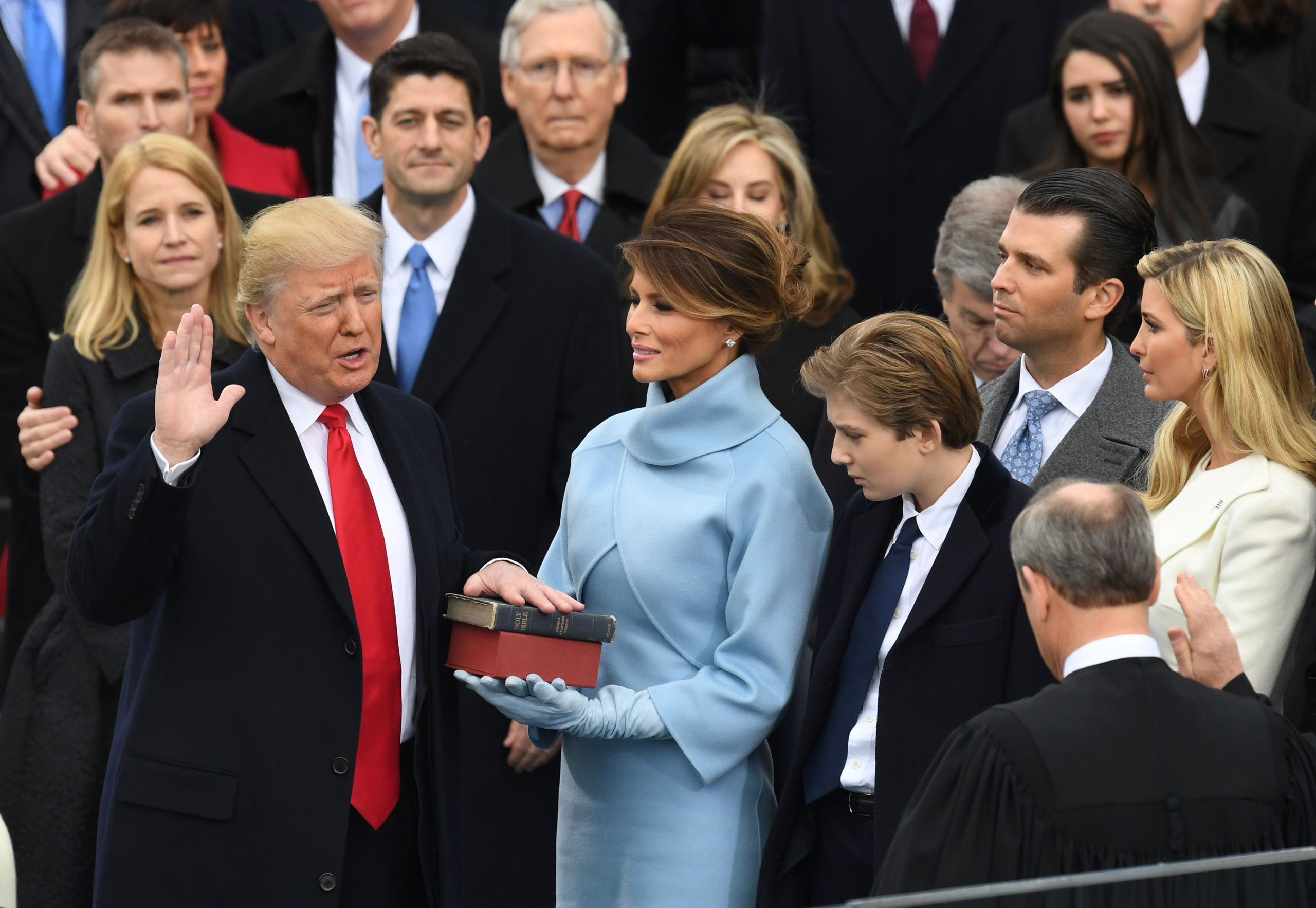 US President-elect Donald Trump is sworn in as President on Jan. 20, 2017. (Mark Ralston—AFP/Getty Images)