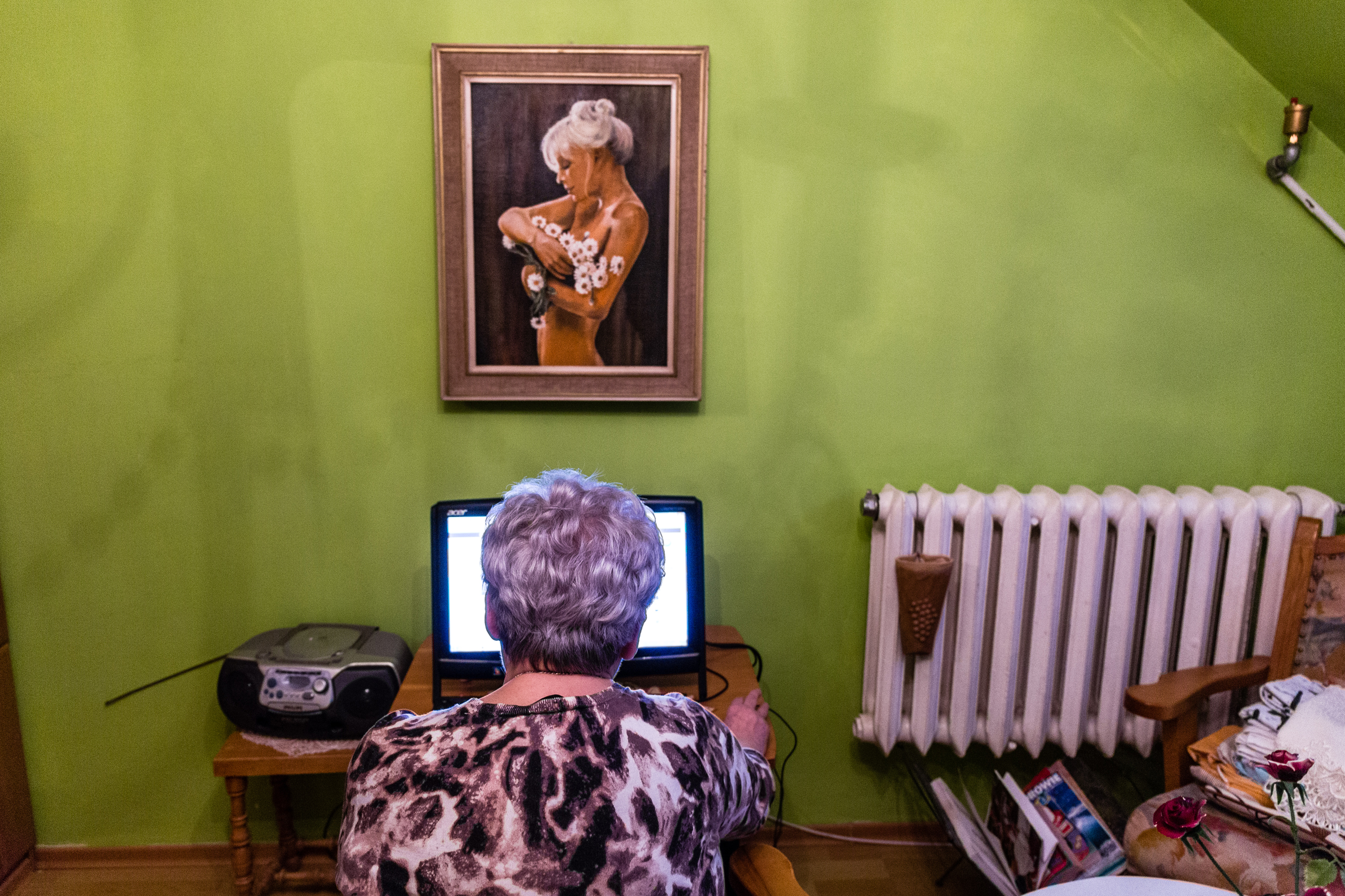 Alicja Bielecka, 85, lives alone in the area in Poland known as the Suwalki Gap which borders the Baltic States, and the Russian enclave of Kaliningrad. She does not trust Russia and is afraid to discuss politics with her friends at the senior center, January 2017.