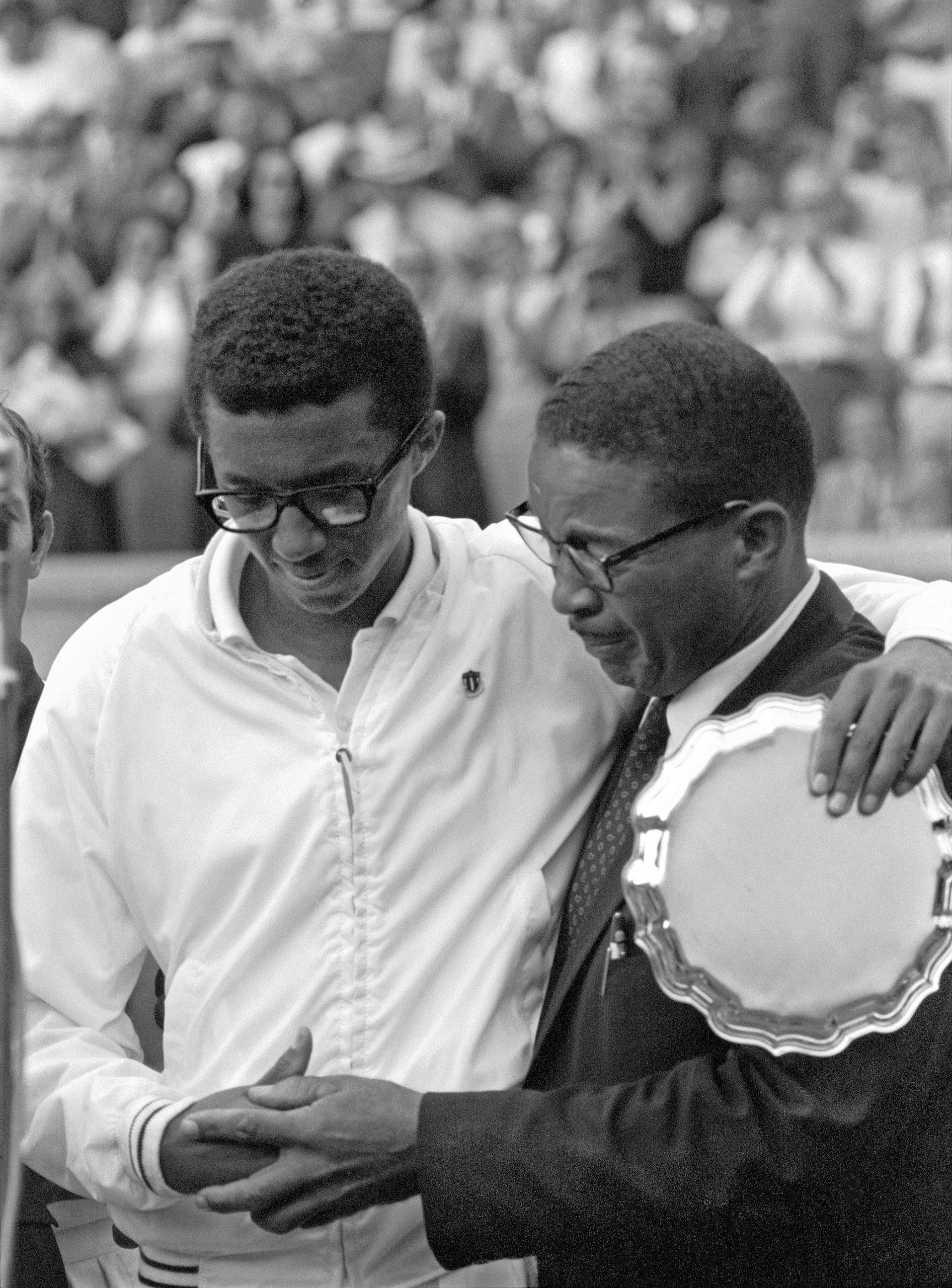 Arthur Ashe with his father after winning the U.S. Open Tennis Championship, Forest Hills, New York, 1968