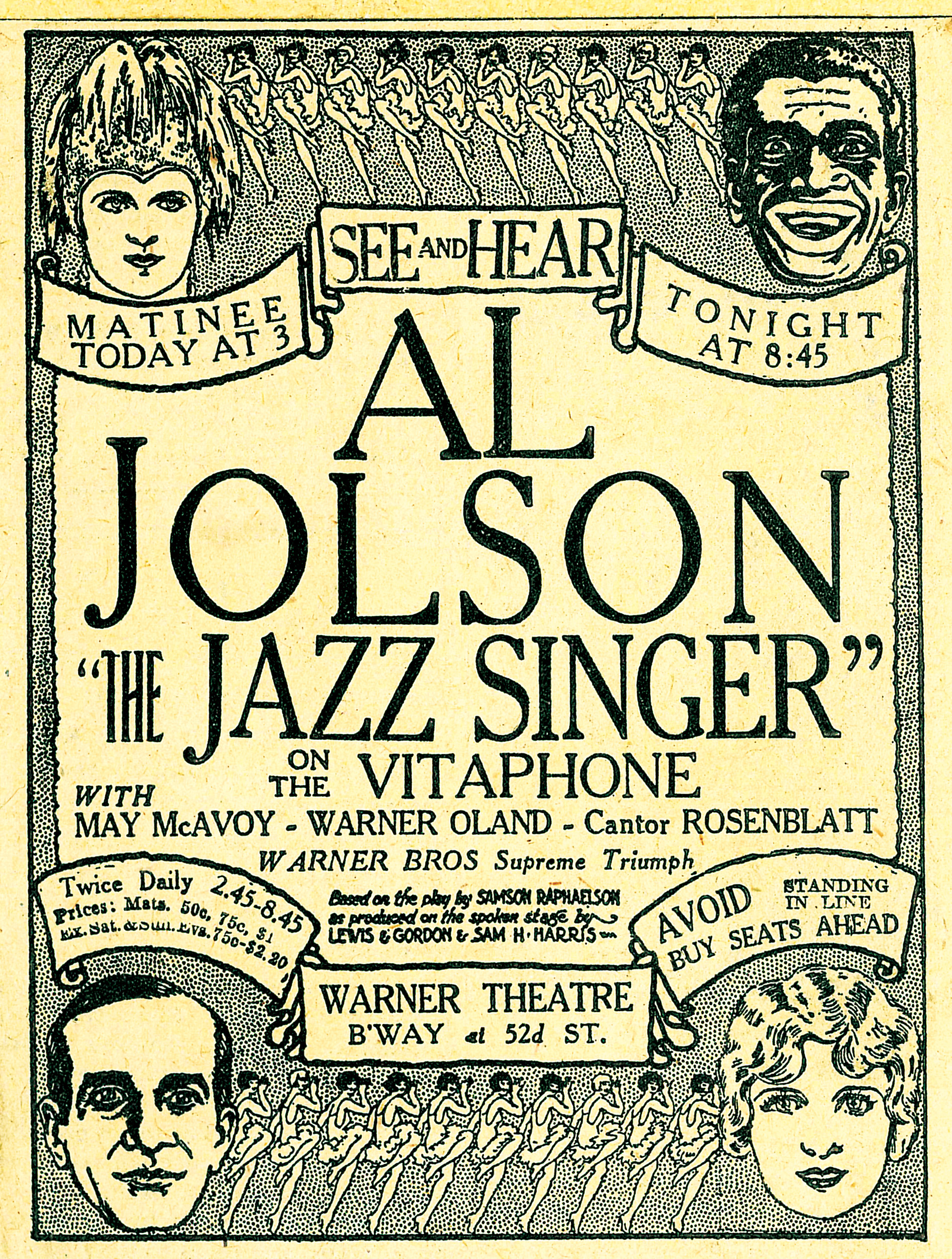The Jazz Singer newspaper advertisement, 1927.