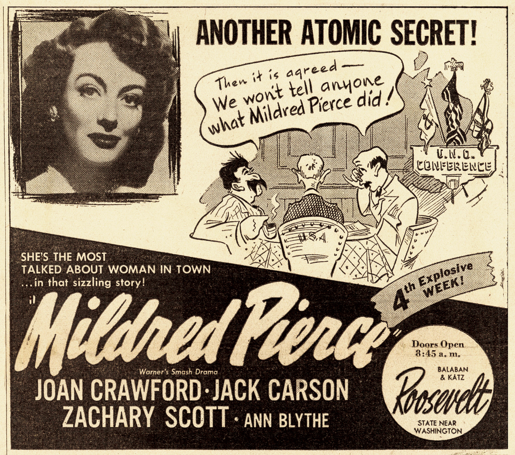 Mildred Pierce newspaper advertisement, 1945.