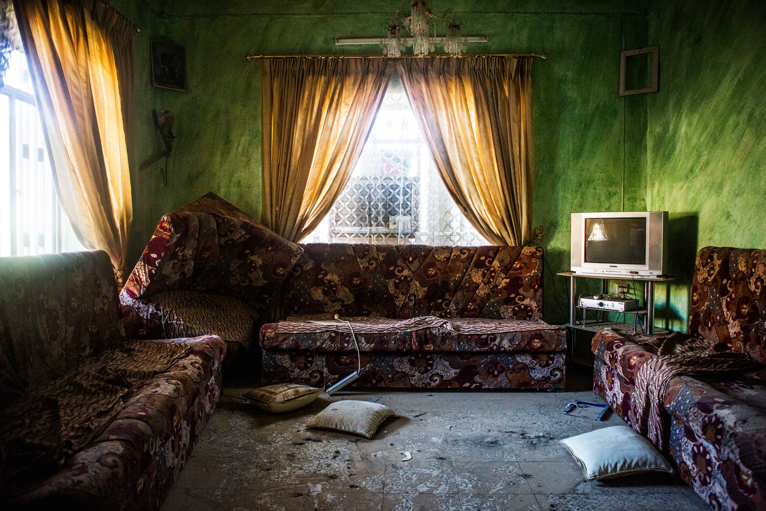 This living room was looted by ISIS militants.