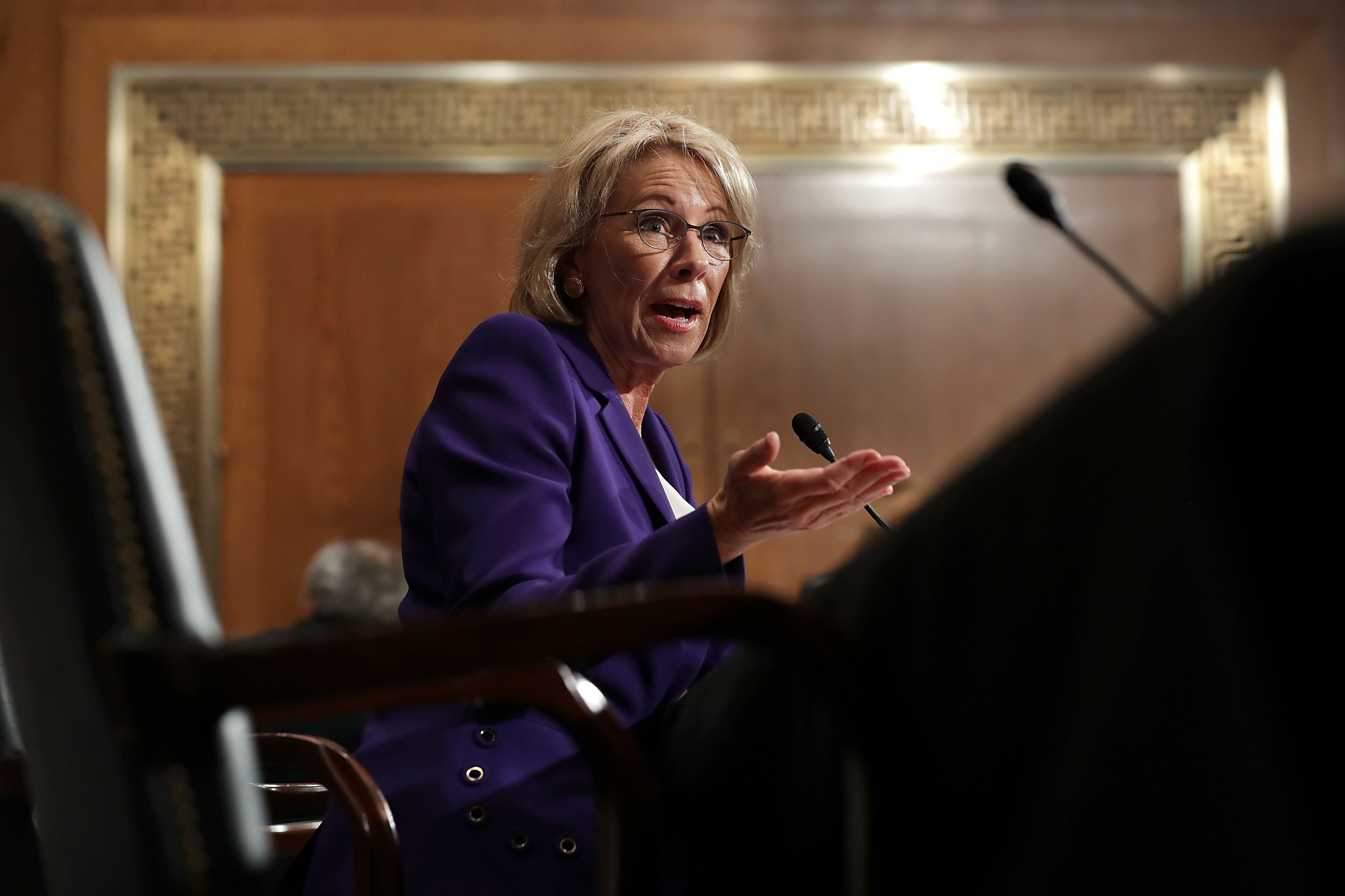 Betsy DeVos, President Donald Trump's pick to be the next Secretary of Education, testifies during her confirmation hearing before the Senate Health, Education, Labor and Pensions Committee on Jan. 17, 2017 in Washington, D.C. (Chip Somodevilla&mdash;Getty Images)