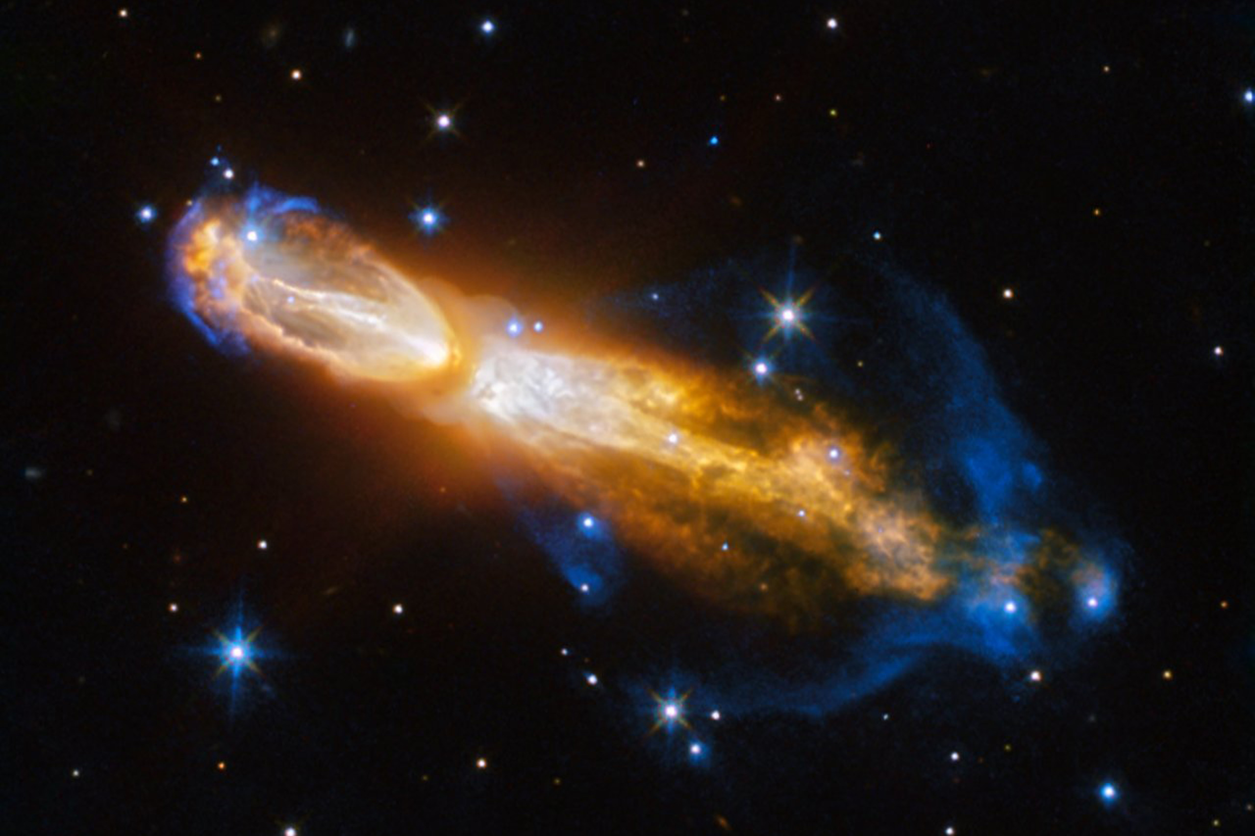 The Calabash Nebula, pictured here — which has the technical name OH 231.8+04.2 — is a spectacular example of the death of a low-mass star like the Sun. (ESA/Hubble/NASA)