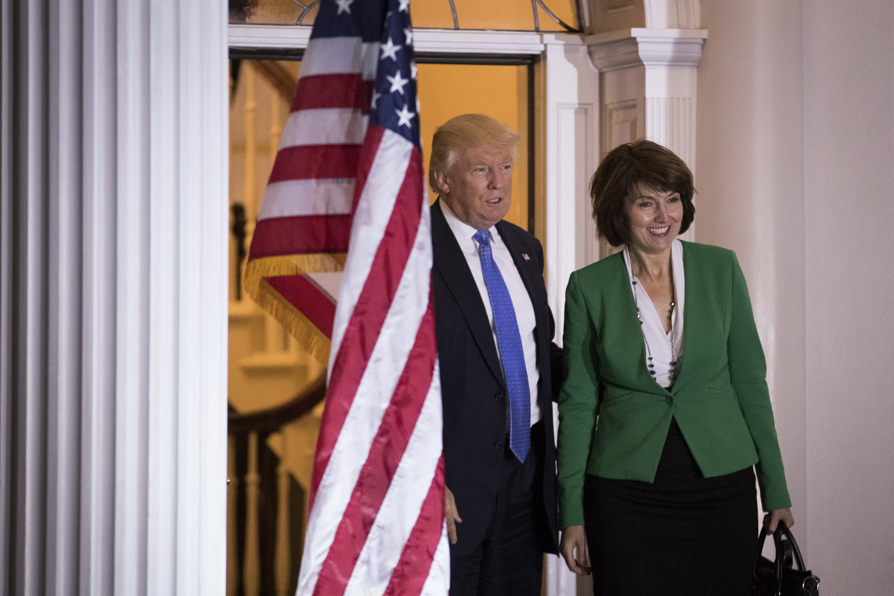 President-elect Donald Trump and U.S. Rep. Cathy McMorris Rodgers (R-WA) pose for a photo before their meeting at Trump International Golf Club, November 20, 2016 in Bedminster Township, New Jersey. (Drew Angerer/Getty Images)