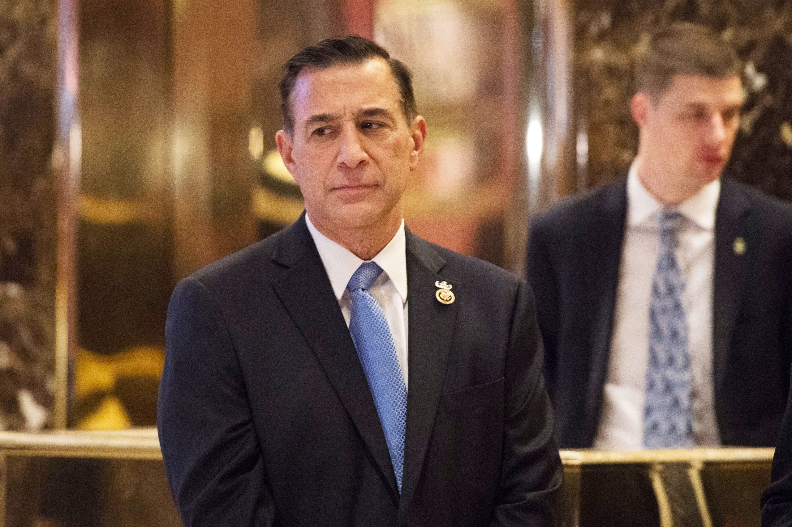 US Representative Darrell Issa arrives for a meeting with Donald Trump at Trump Tower, on Dec. 14, 2016 (Bryan R. Smith—AFP/Getty Images)