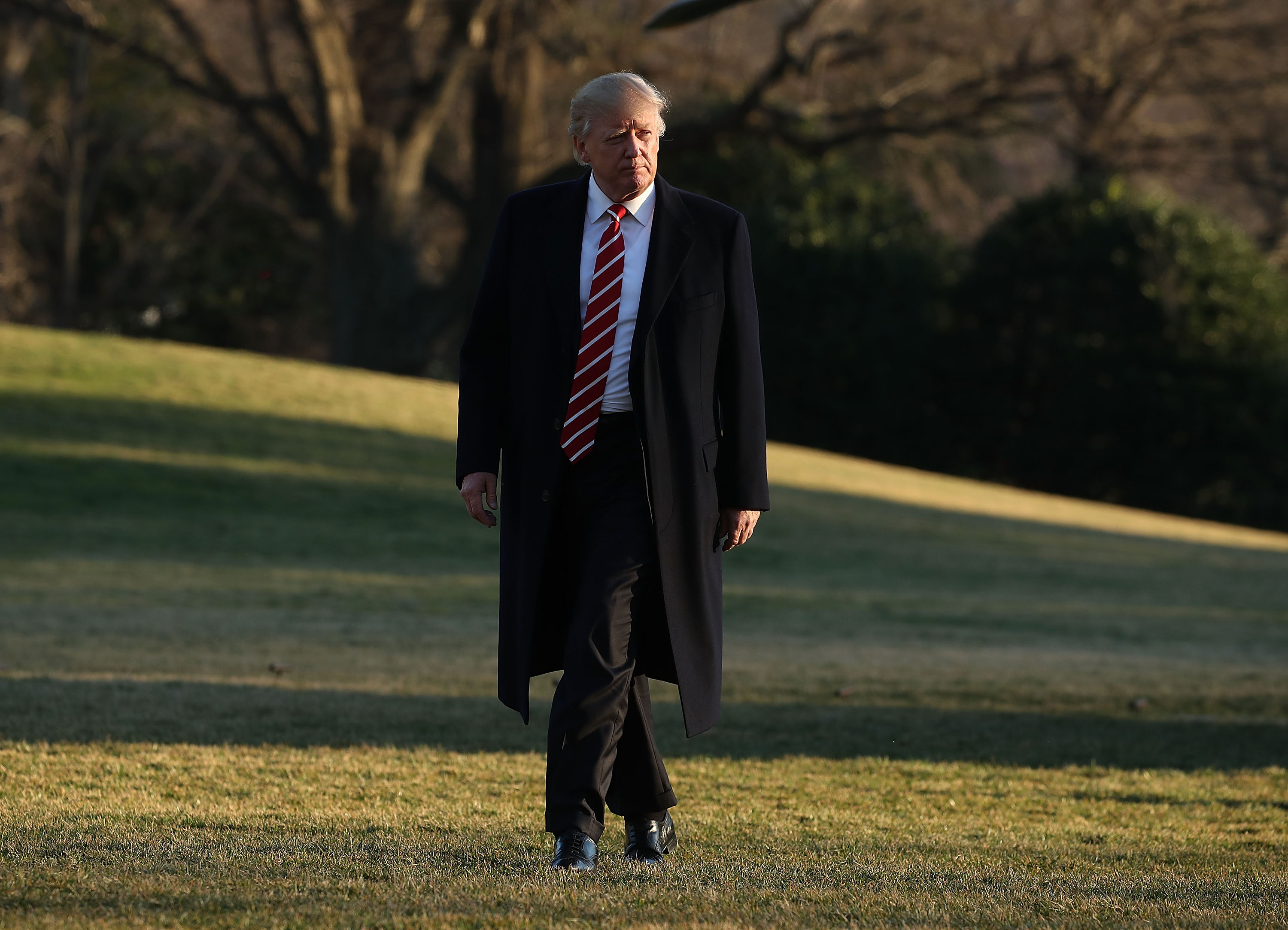 U.S. President Donald Trump arrives back at the White House after spending the weekend in Florida, on Feb. 6, 2017 in Washington, D.C. (Mark Wilson/Getty Images)