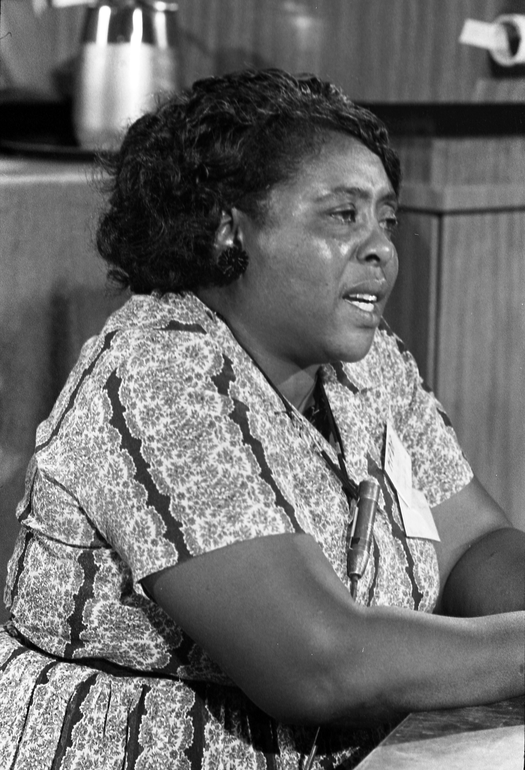 Fannie Lou Hamer, Mississippi Freedom Democratic Party delegate, at the Democratic National Convention, Atlantic City, New Jersey, August 1964.