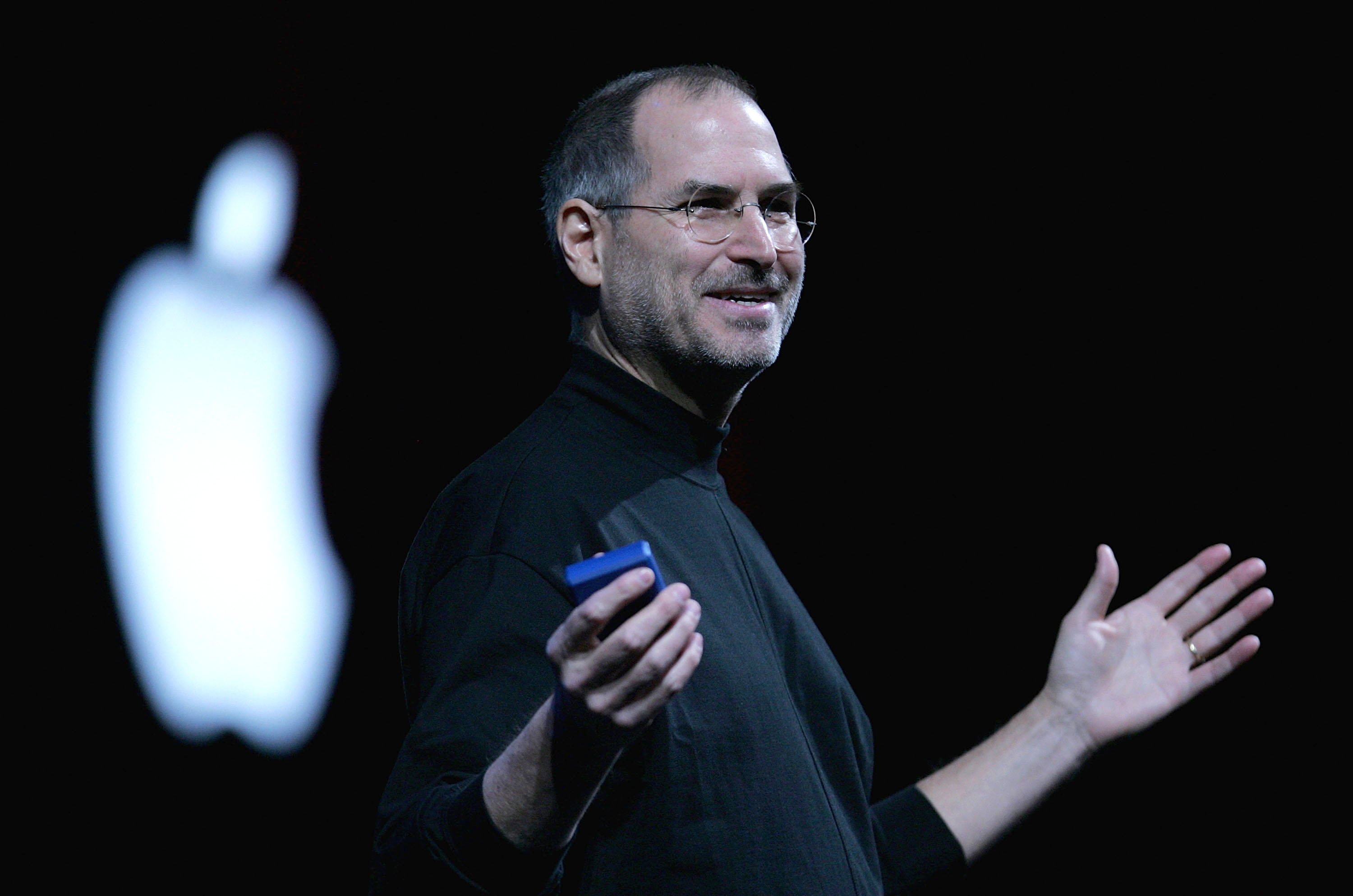 Apple CEO Steve Jobs delivers a keynote address at the 2005 Macworld Expo January 11, 2005 in San Francisco, California. (Justin Sullivan—Getty Images)