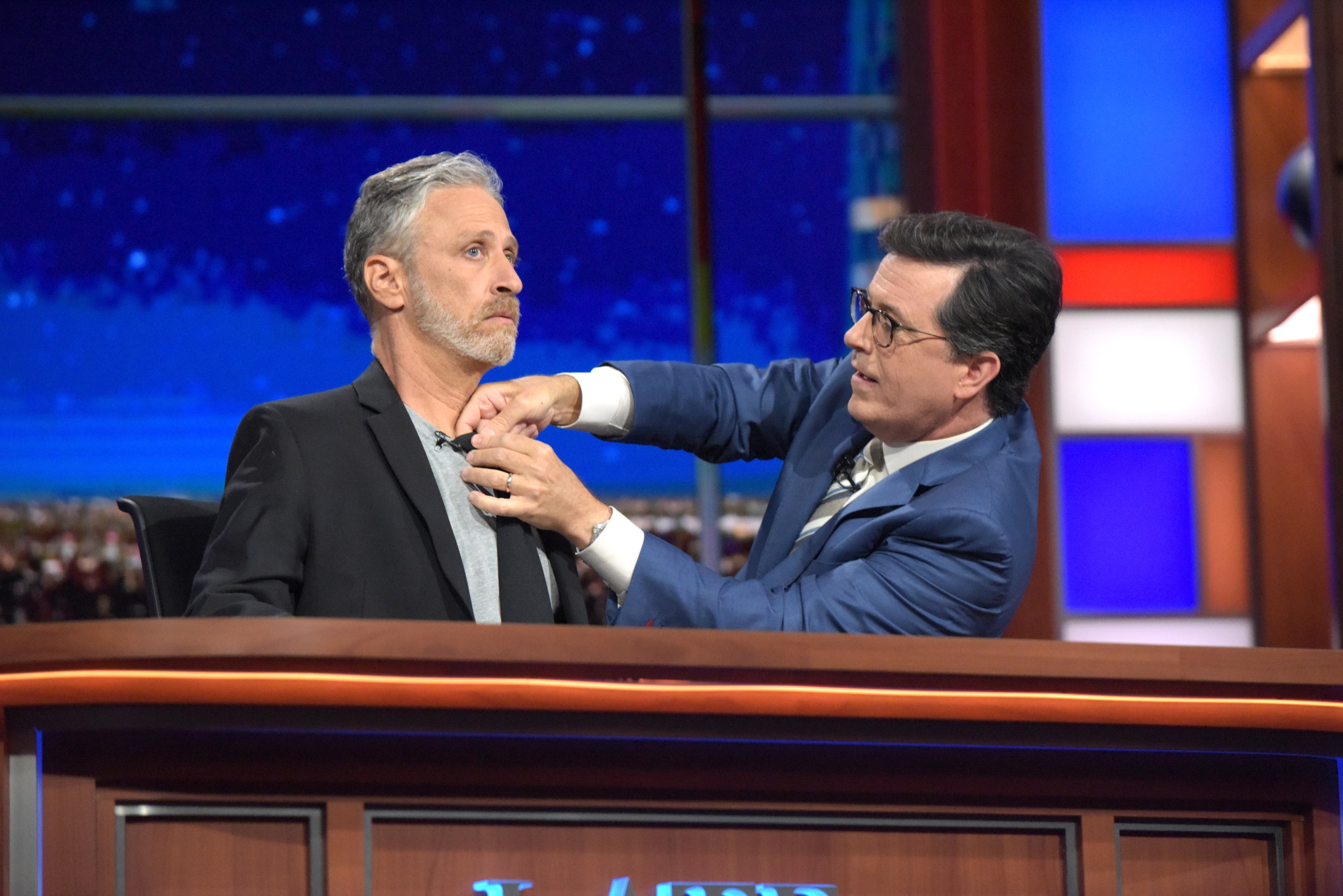 The Late Show with Stephen Colbert Thursday July 21, 2016 in New York. With guest Jon Stewart. (Scott Kowalchyk—CBS Photo Archive—CBS via Getty Images)