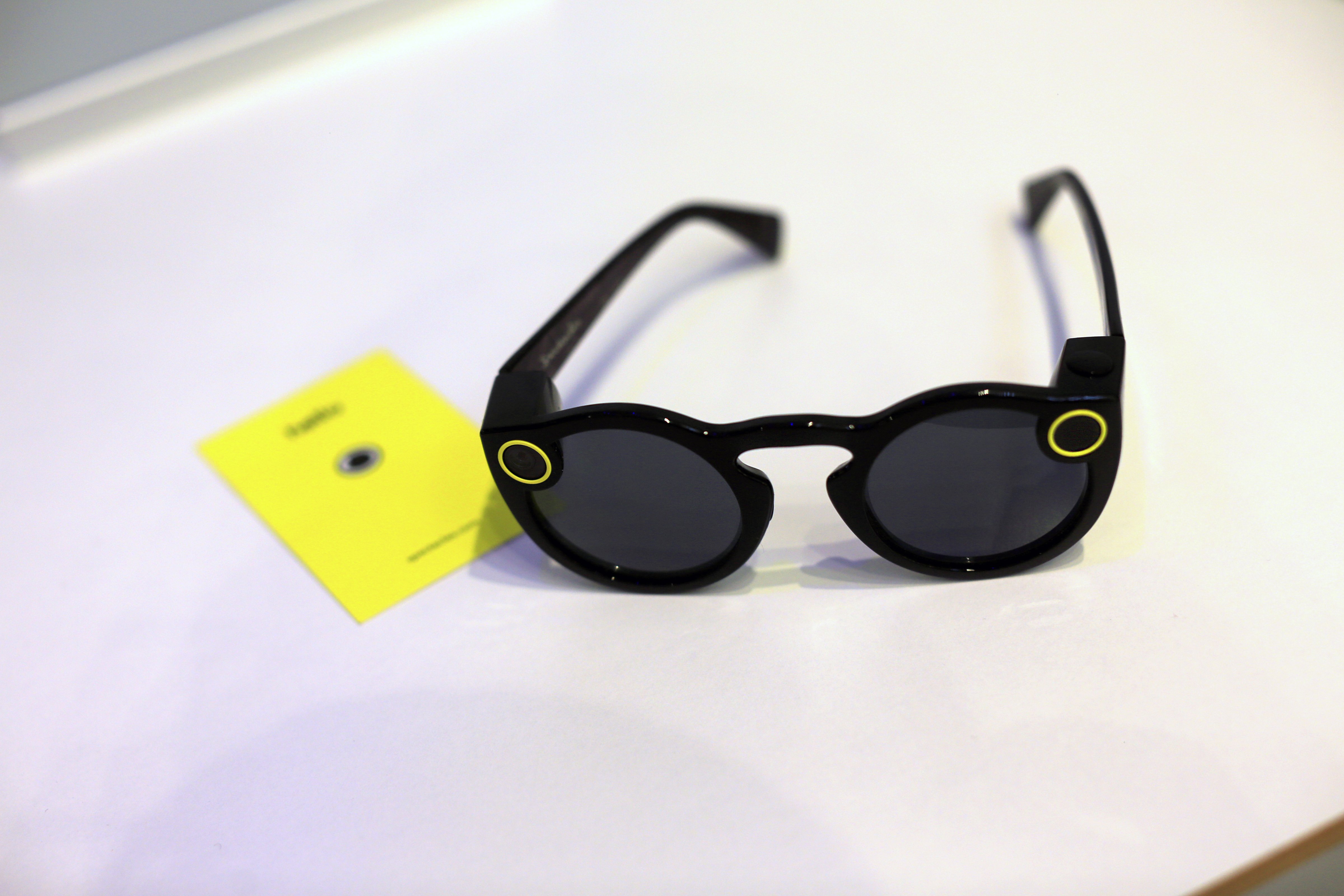 Snapchat Spectacles by Snap Inc. are displayed inside the company's pop-up store in New York on Dec. 5, 2016. (Bloomberg—Getty Images)