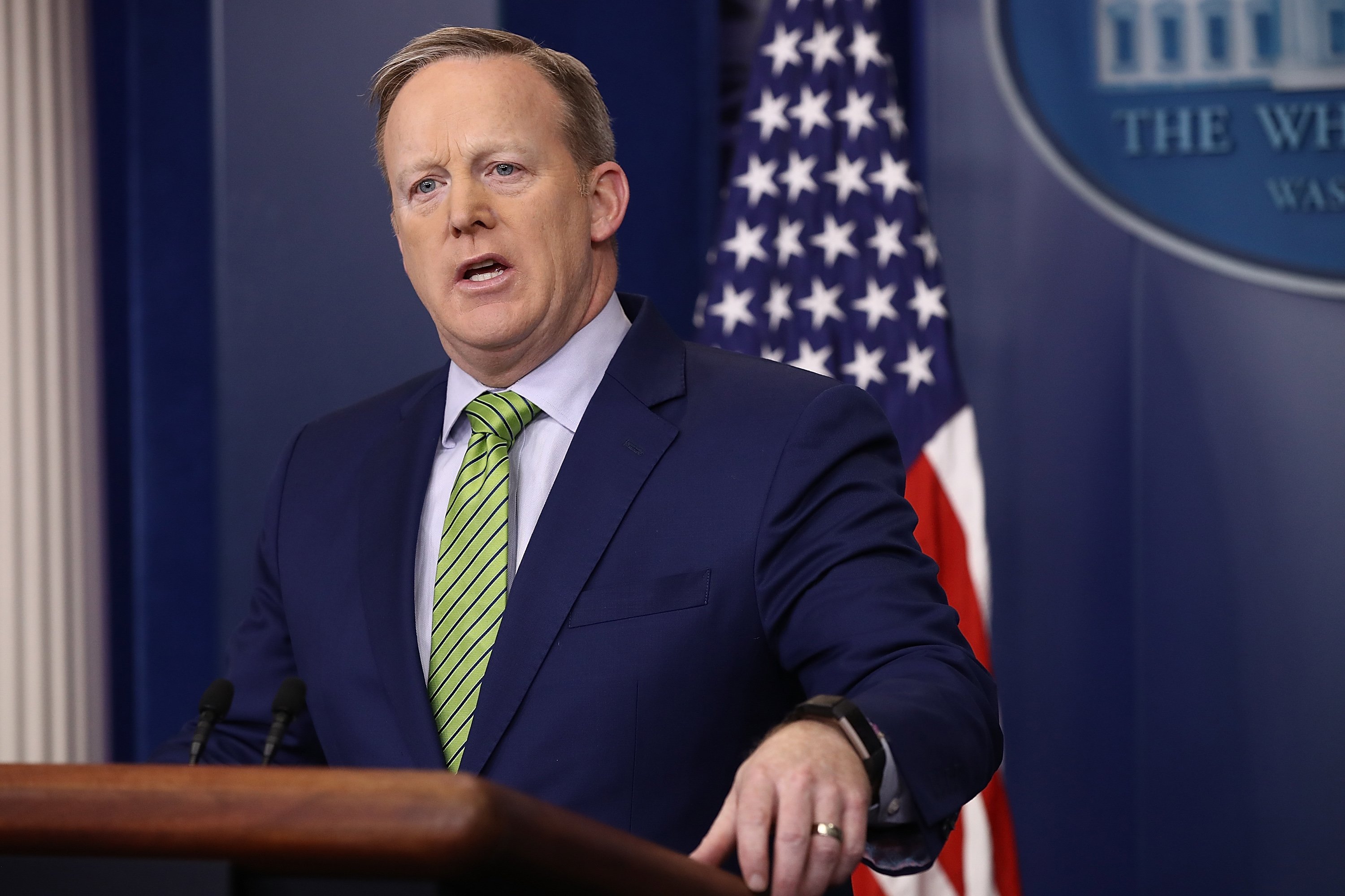 White House Press Secretary Sean Spicer answers questions in the White House on Feb. 2, 2017. (Win McNamee—Getty Images)