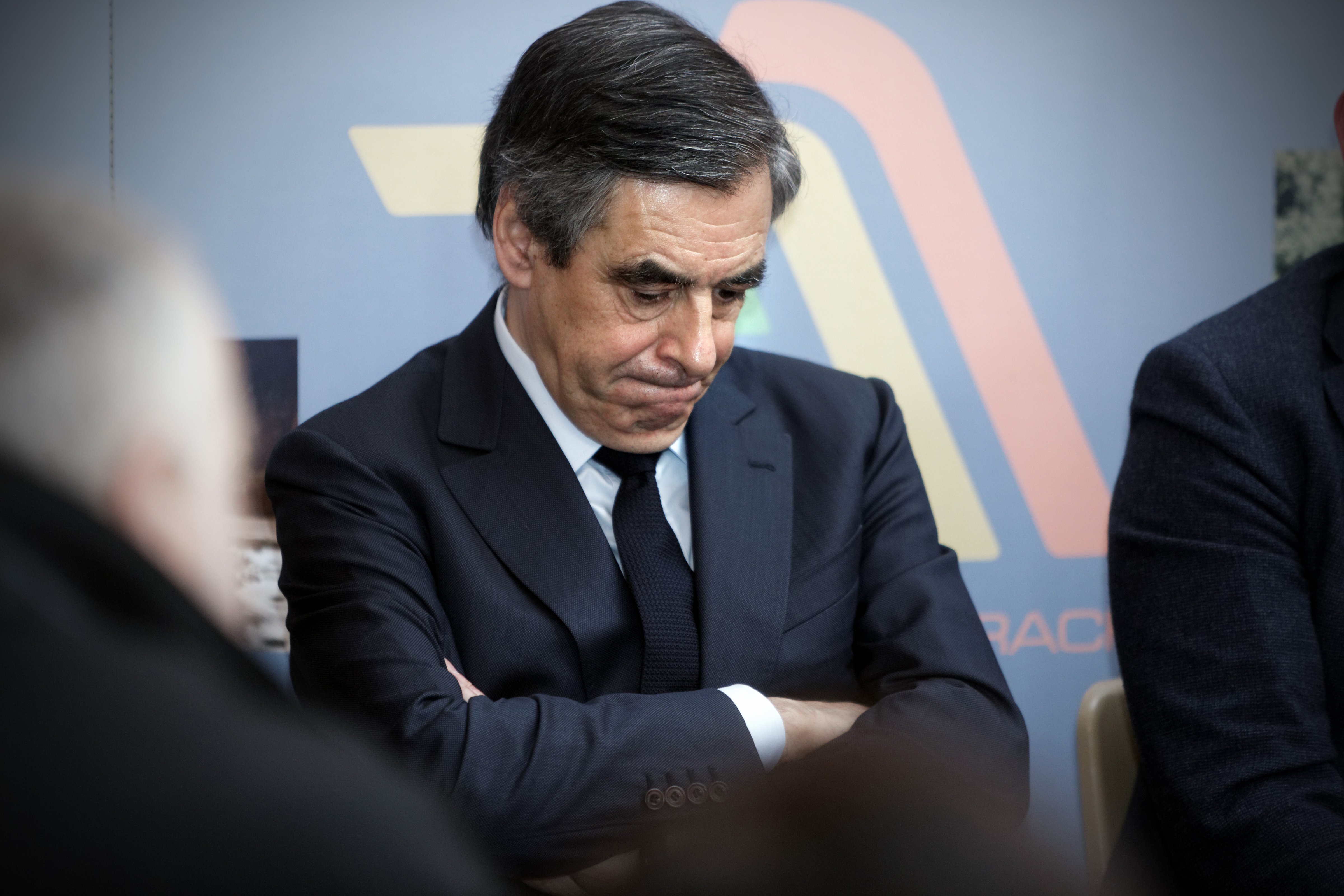 Former French Prime Minister Francois Fillon meets with farmers in Liart near Charleville-Mezieres, France on Feb. 2, 2017. (Sylvain Lefevre—Getty Images)