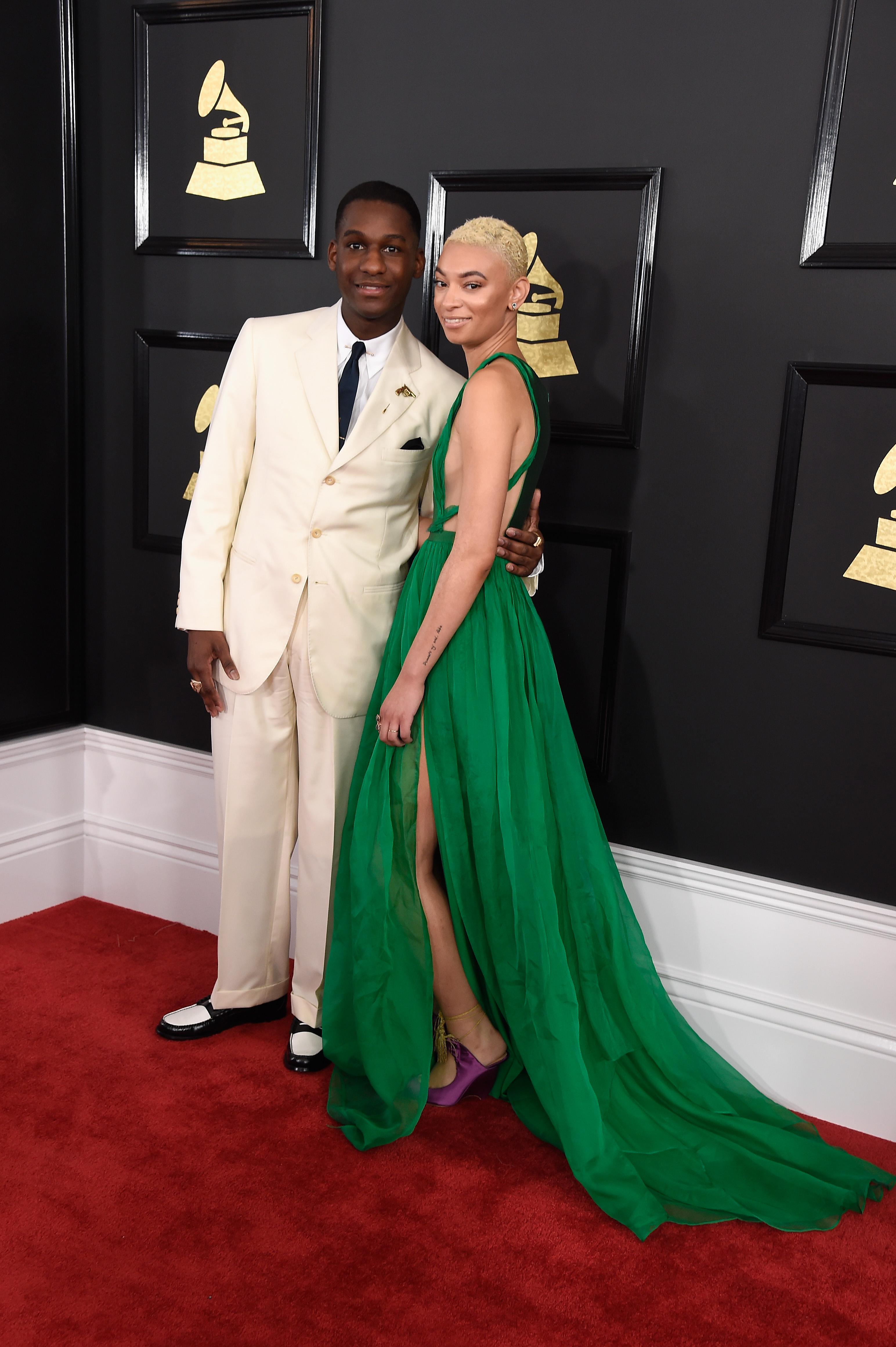 Leon Bridges and Brittni Jessie attend the 59th GRAMMY Awards at STAPLES Center, on Feb. 12, 2017 in Los Angeles.