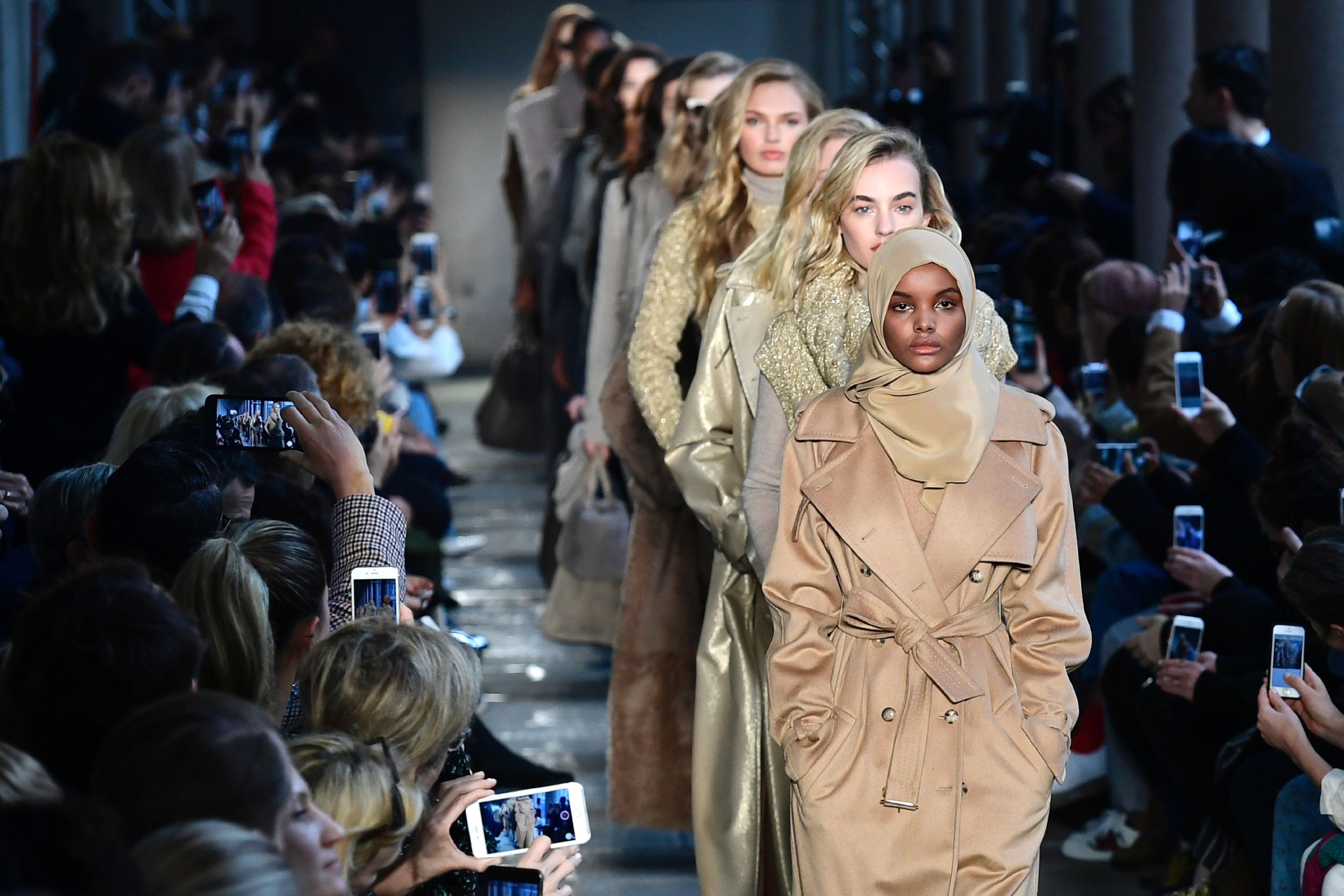 US-Somalia model Halima Aden presents a creation for fashion house Max Mara during the Women's Fall/Winter 2017/2018 fashion week in Milan, on February 23, 2017.  / AFP / Miguel MEDINA        (Photo credit should read MIGUEL MEDINA/AFP/Getty Images) (MIGUEL MEDINA&mdash;AFP/Getty Images)