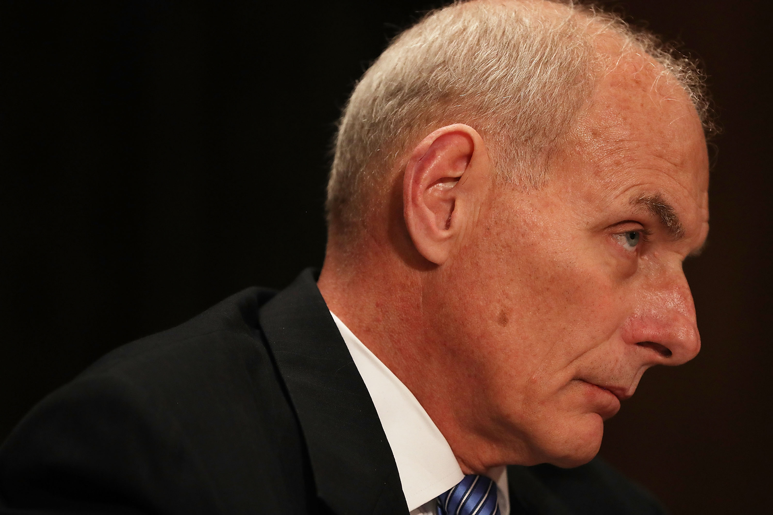 Retired Marine Gen. John Kelly attends his confirmation hearing in front of the Senate Homeland Security and Governmental Affairs Committee to run the Department of Homeland Security in Washington on Jan.10, 2017. (Joe Raedle—Getty Images)