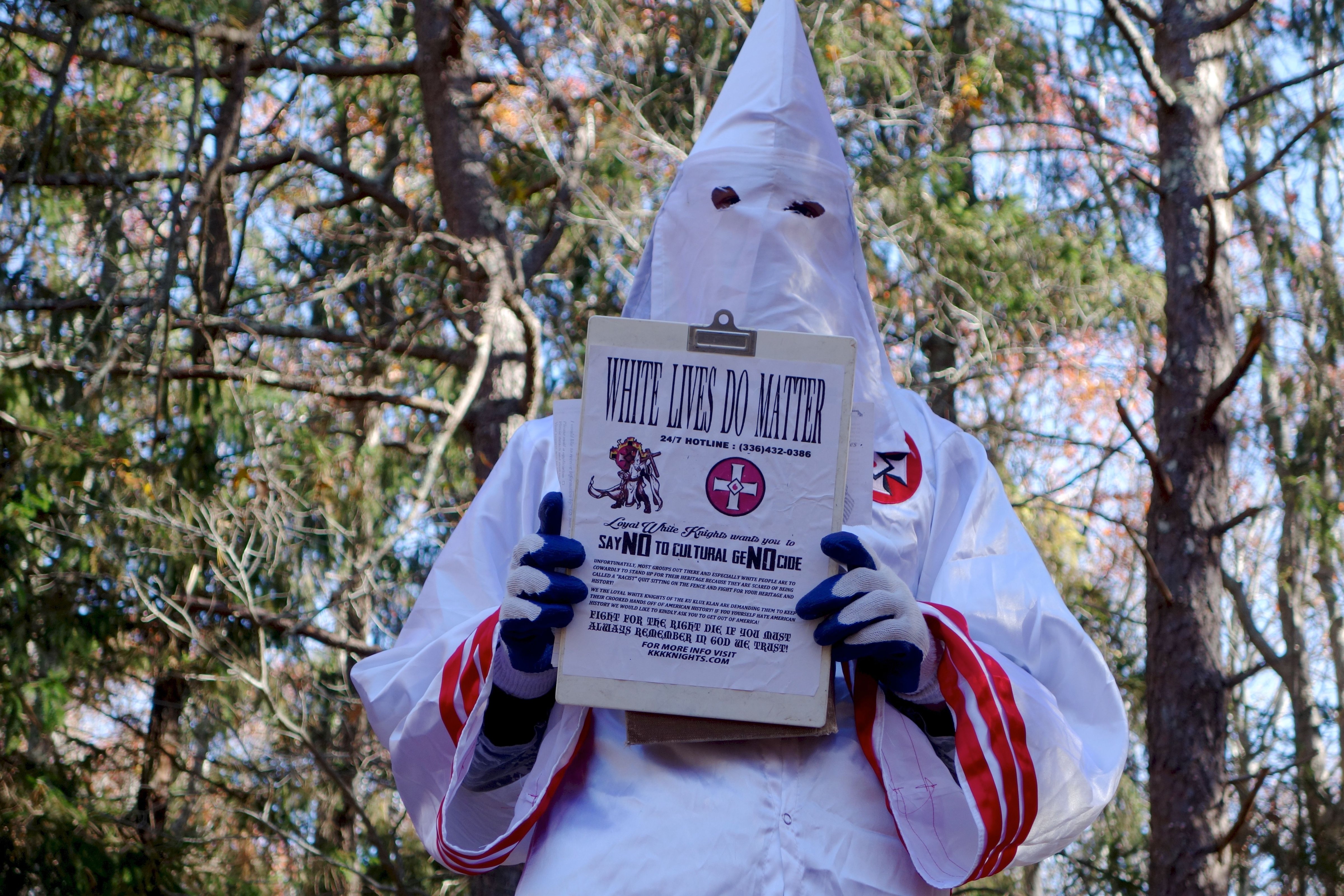 A member of the Ku Klux Klan who says his name is Gary Munker poses for a photo during an interview with AFP in Hampton Bays, New York on November 22, 2016. (WILLIAM EDWARDS&mdash;AFP/Getty Images)