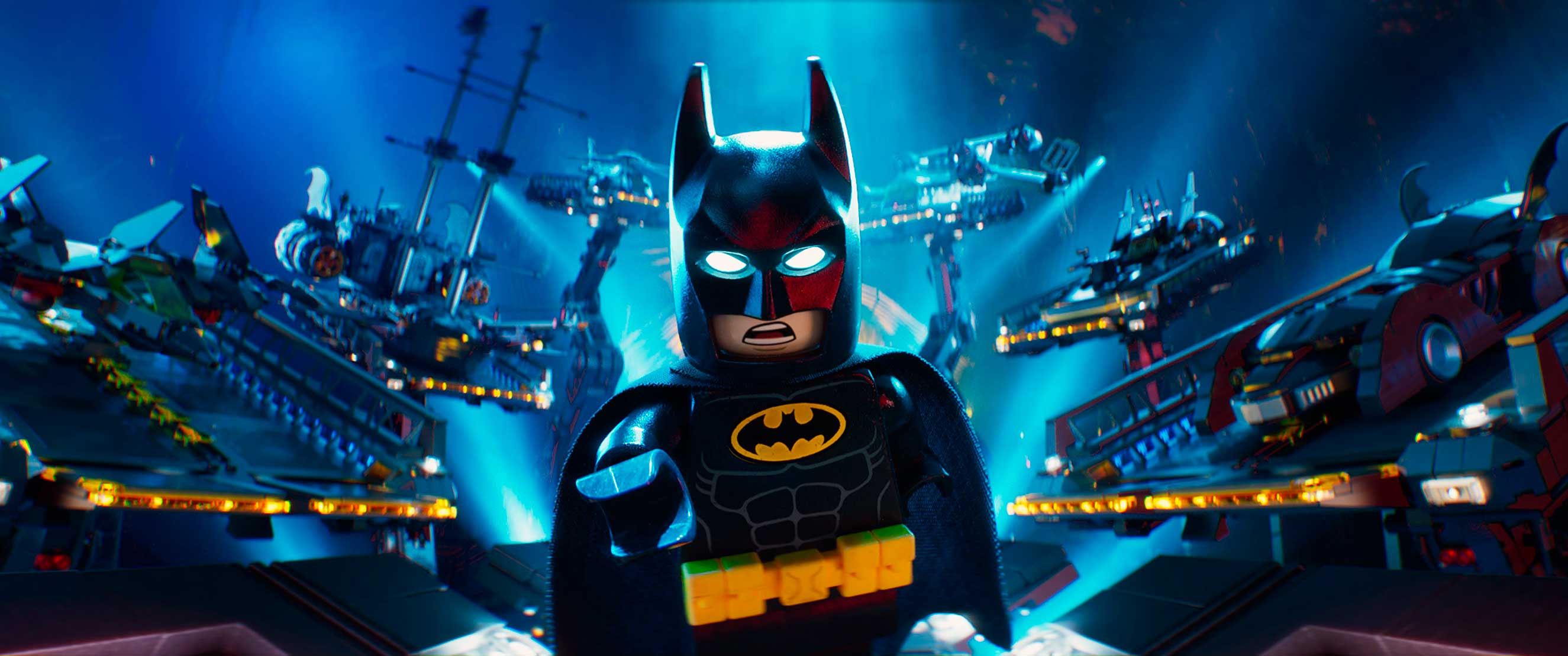 Lego Batman (extra ab not pictured) fends off villainy with his mighty claw of plastic. (Warner Bros.)