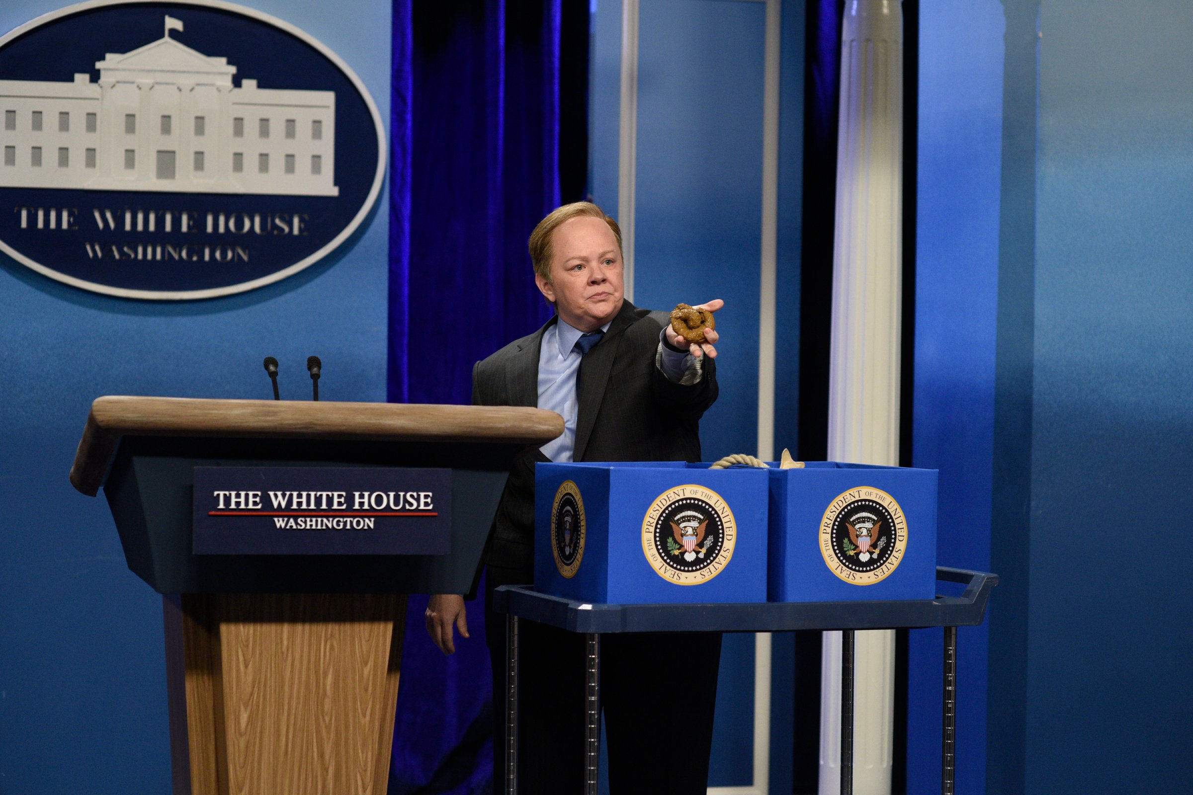 Melissa McCarthy as Press Secretary Sean Spicer during the "Sean Spicer Press Conference" sketch on Feb. 4, 2017.