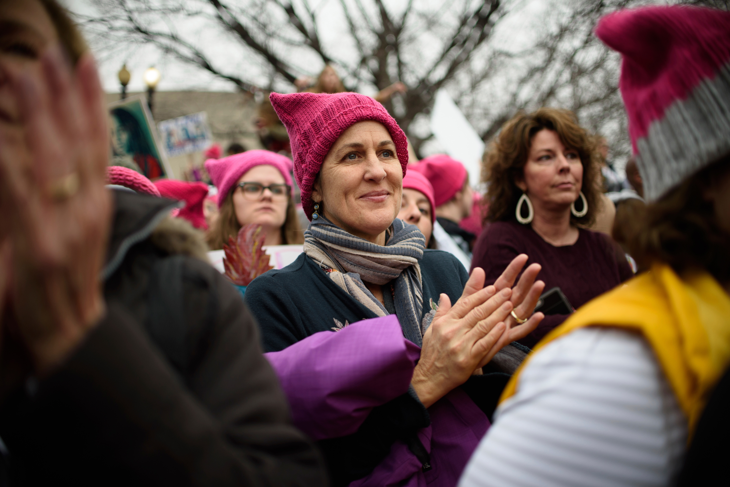 The Million Women's March fills the streets of Washington D.C. on January 21, 2017 following the inauguration of Donald Trump. (Photo by Monica Jorge) *** Please Use Credit from Credit Field ***(Sipa via AP Images)