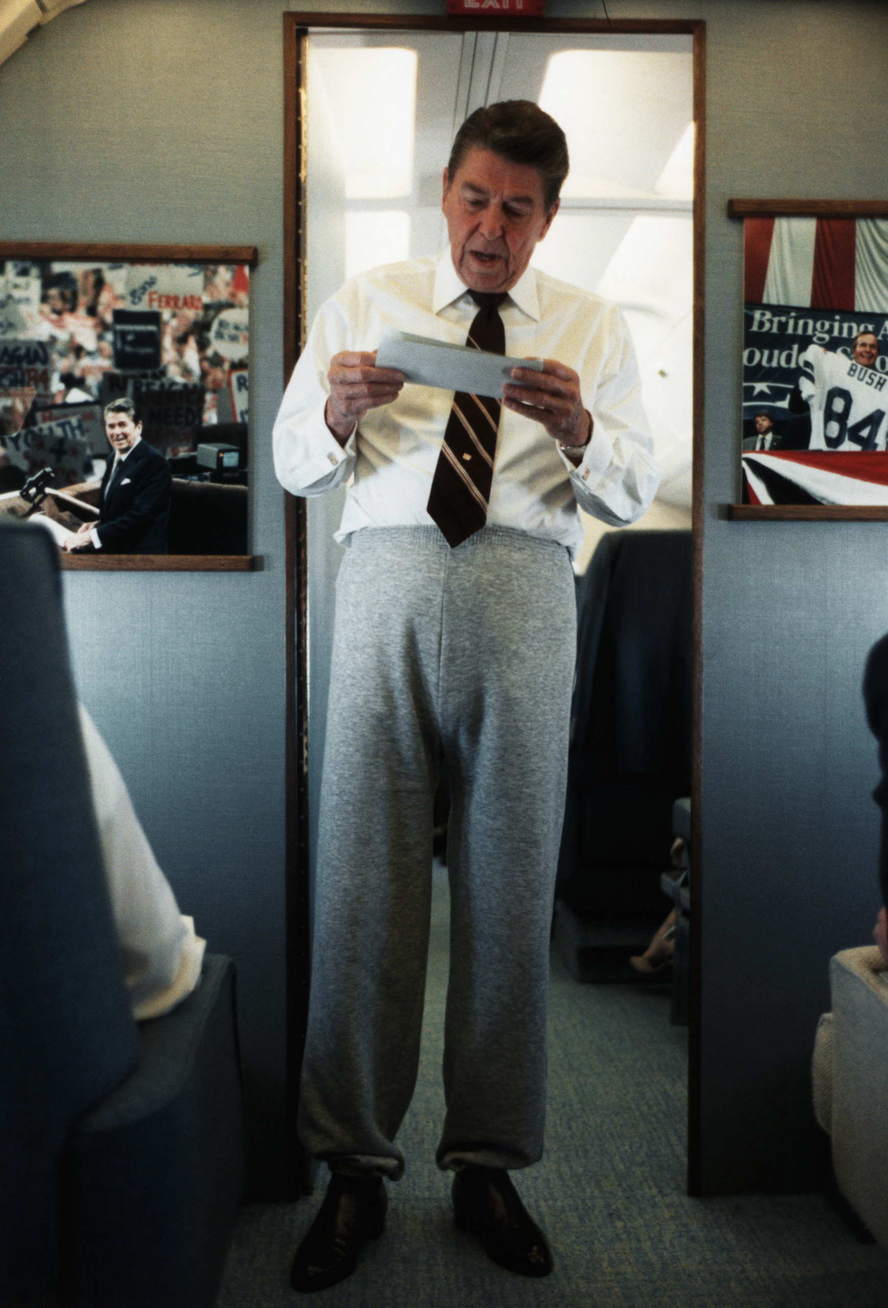 Ronald Reagan in Sweatpants and Tie