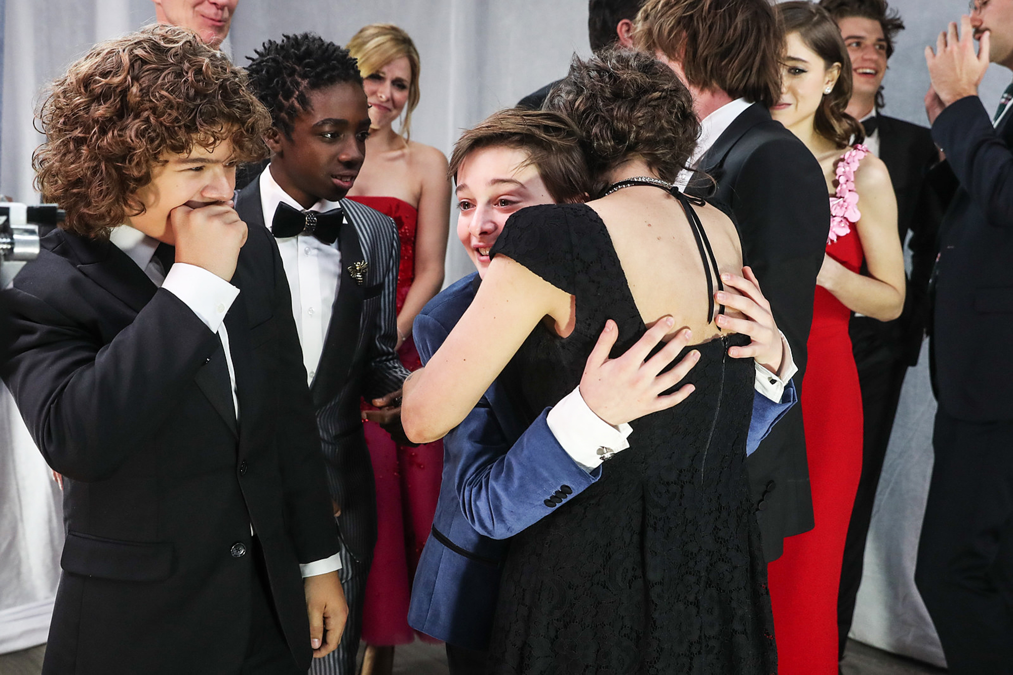 Mark Steger, Caleb McLaughlin, Noah Schnapp and Winona Ryder at the 23rd Annual Screen Actors Guild Awards in Los Angeles, on Jan. 29, 2017.