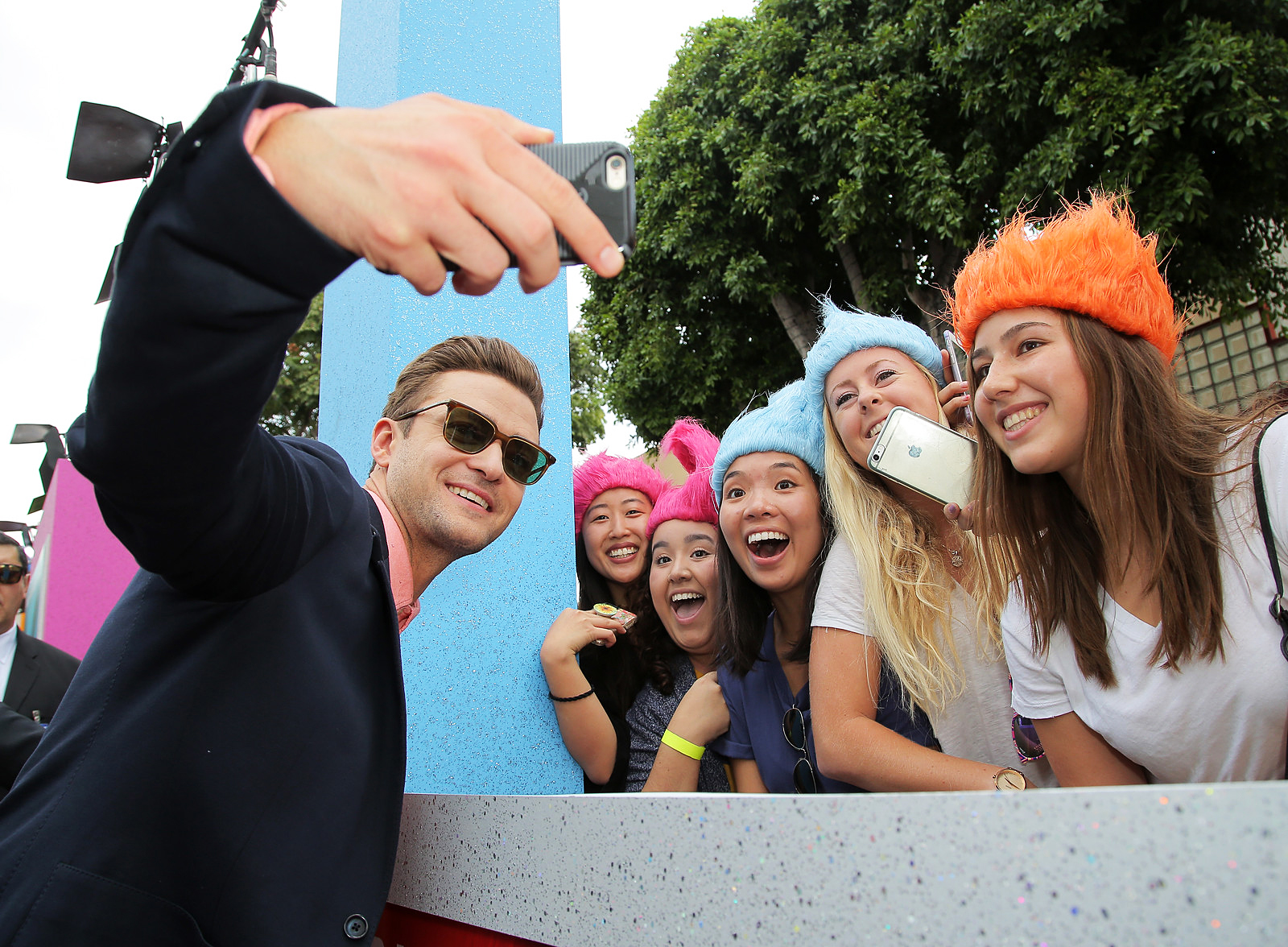 Justin Timberlake and fans at the Trolls film premiere in Los Angeles, on Oct. 23, 2016.