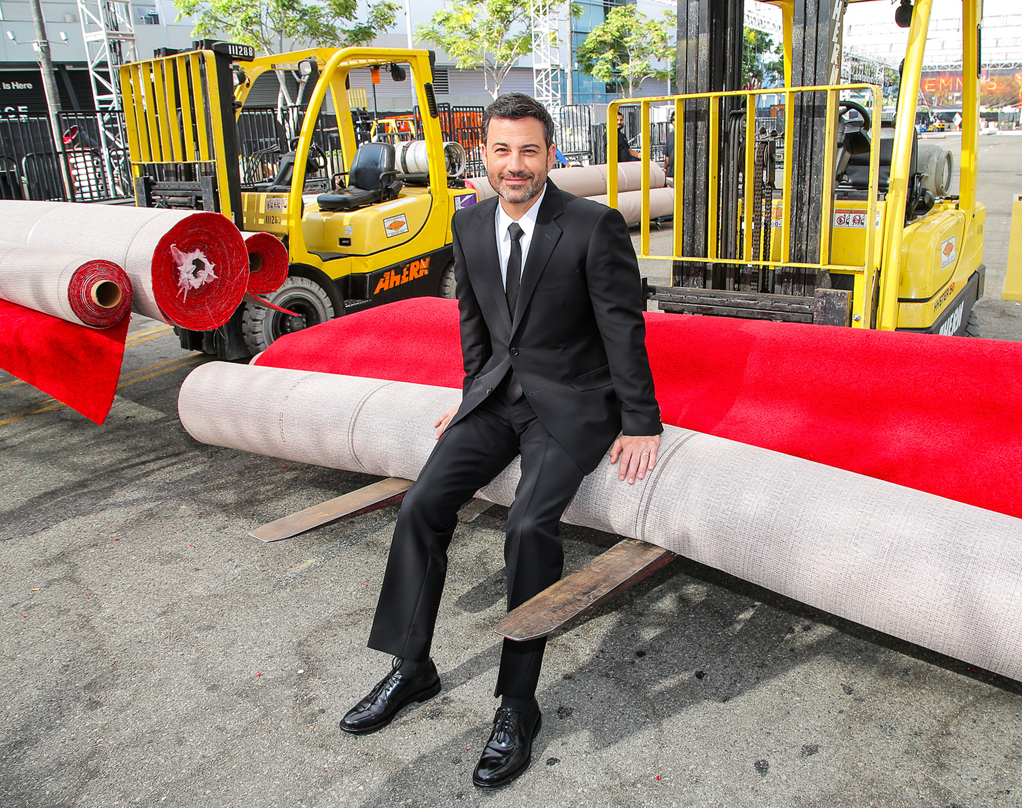 Jimmy Kimmel with the EMMY Red Carpet, before roll out, in Los Angeles, on Sept. 14, 2016.