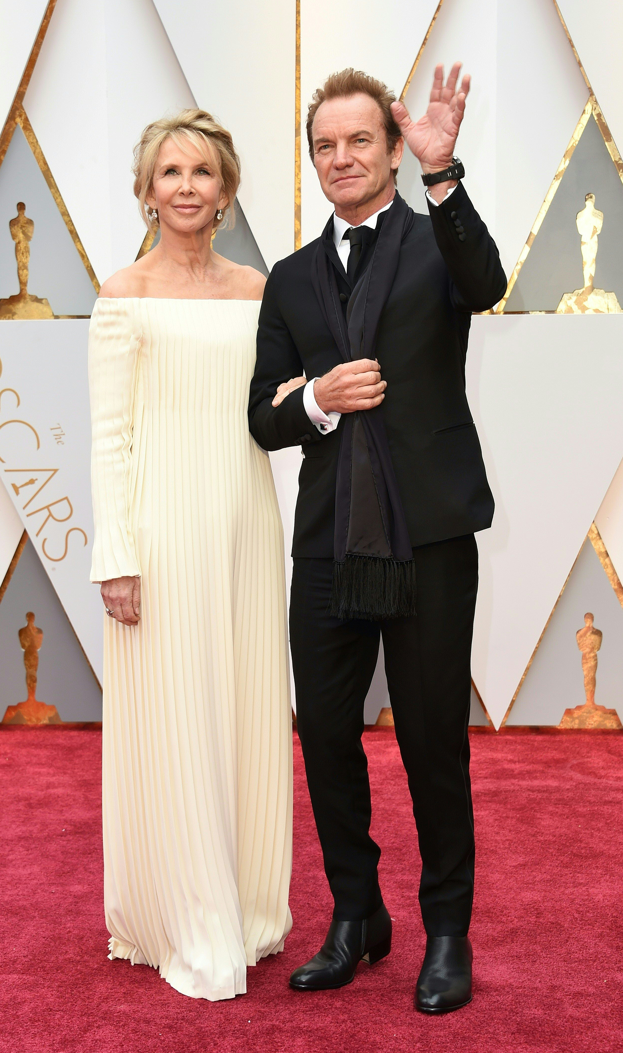 Trudie Styler and Sting on the red carpet for the 89th Oscars, on Feb. 26, 2017 in Hollywood, Calif.